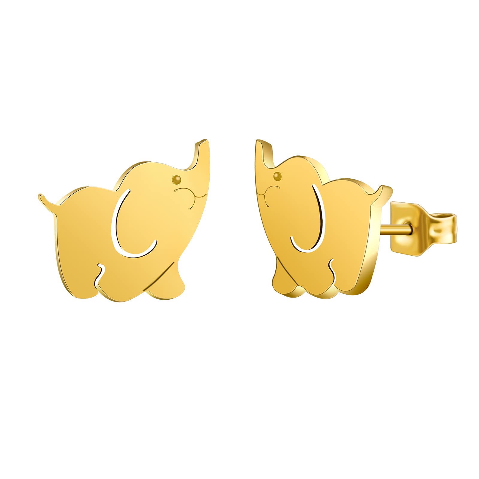 Aruiliya Hypoallergenic Stainless Steel Animal Stud Earrings for Women - Cute Elephant Fashion Earrings | Perfect Birthday Gifts for Girls, Party Jewelry & Everyday Wear