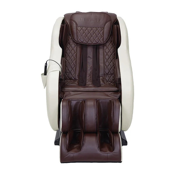Aura Massage Chair in Cream and Brown - Full Body Recliner with Heat Therapy for Home & Office Relaxation