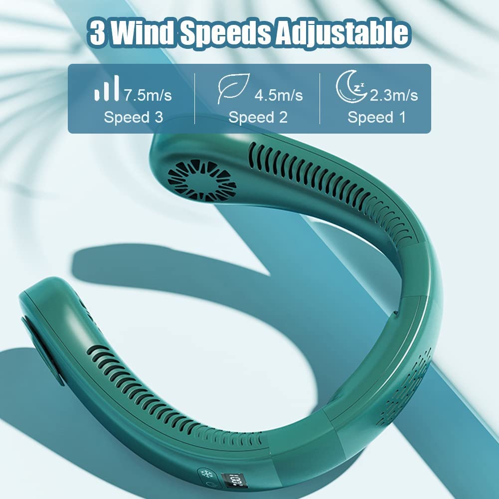 JYYBN 2022 Bladeless Wearable Neck Fan with Air Conditioning & Refrigeration - Portable Personal Cooling Fan for Travel, Outdoor, Office & Home Use - Fast Cooling 50°F to 68°F (Black) | Perfect for Summer, Hiking, Sports & Hot Weather