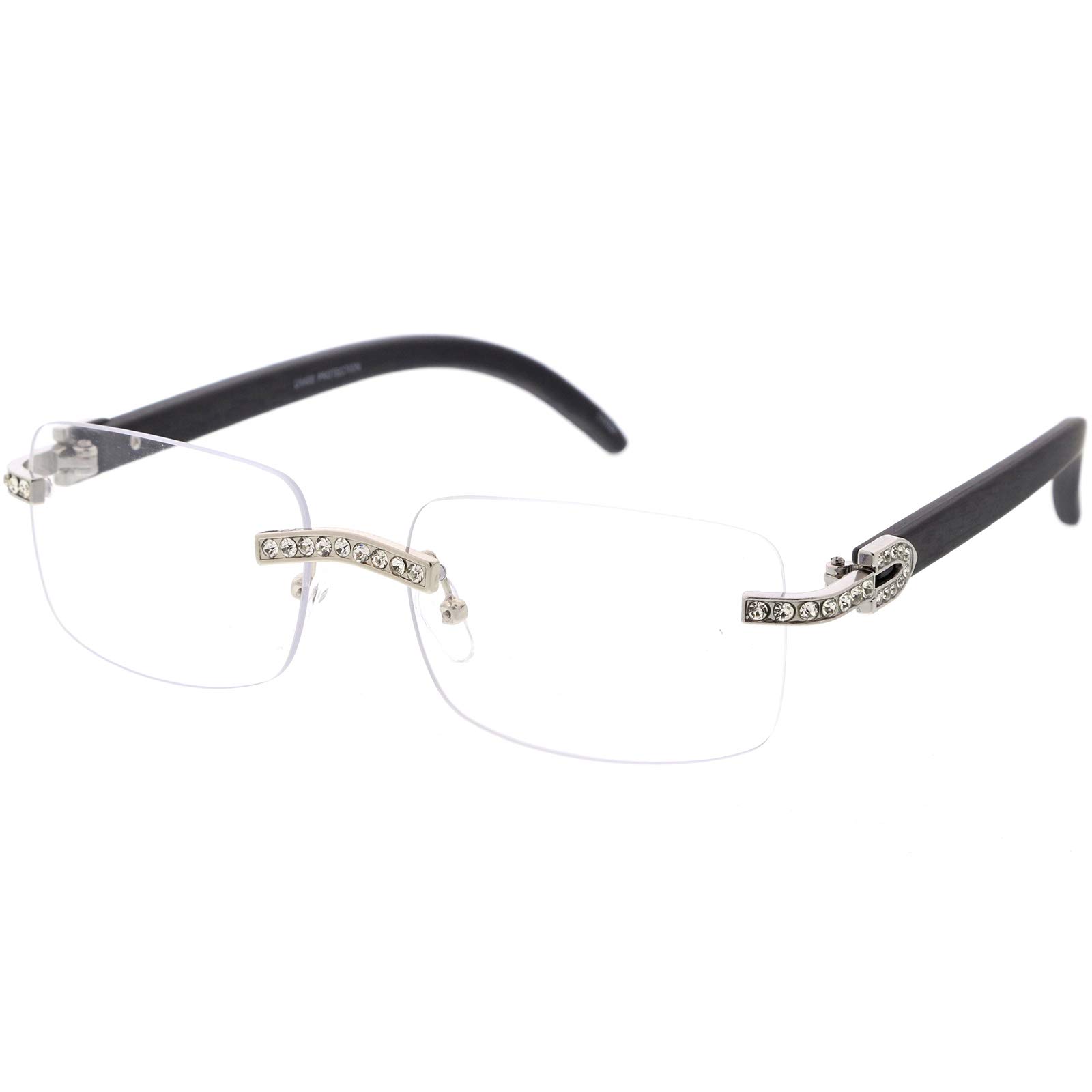 ZeroUV Premium Rhinestone-Embellished Blue Light Blocking Square Glasses for Screen Time & Gaming - Stylish Eye Protection for Work & Study