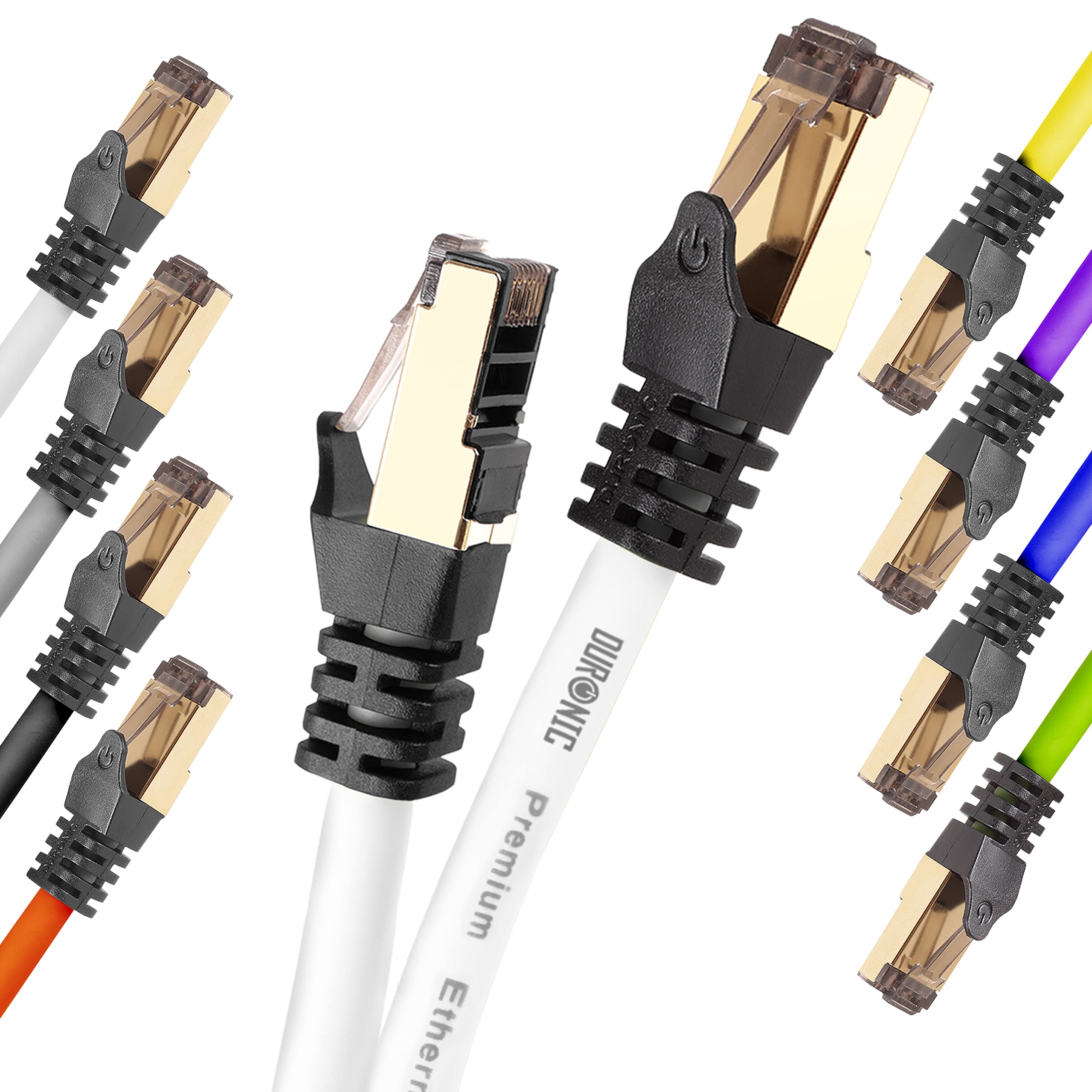 Duronic CAT8 Ethernet Cable 1.5M (5ft) - High Speed 40Gbps, 2000MHz Shielded Network Cable with Snagless RJ45 Connector - Perfect for Gaming, Streaming & Home Office Setup