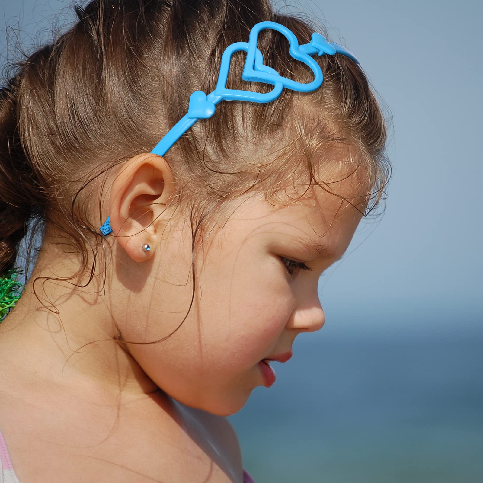 Toddler Girls Heart Headbands - 6 Pack Cute Plastic Hair Bands for Little Kids, Rainbow Hair Accessories for Birthday & Valentine's Day Gifts | Perfect for Parties, Dress-Up & Everyday Wear