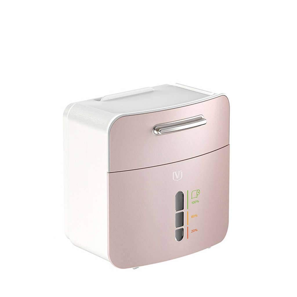 Waterproof Self-Adhesive Toilet Paper Holder with Storage Box & Phone Stand - No Drill Installation for Bathroom, Kitchen, RV - Pink (Ideal for Small Spaces & Home Organization)