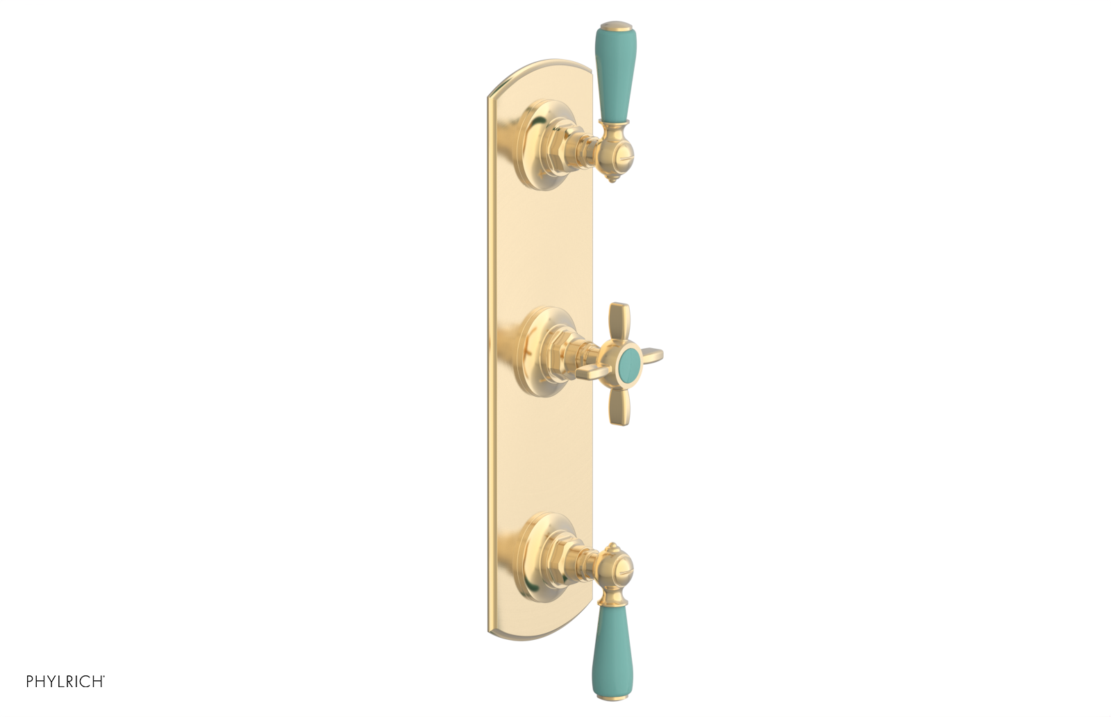 Jamestown Thermostatic Shower Valve with Dual Volume Control - Turquoise Accents (Model 4-740) for Modern Bathroom Renovations & Luxury Spa Experience