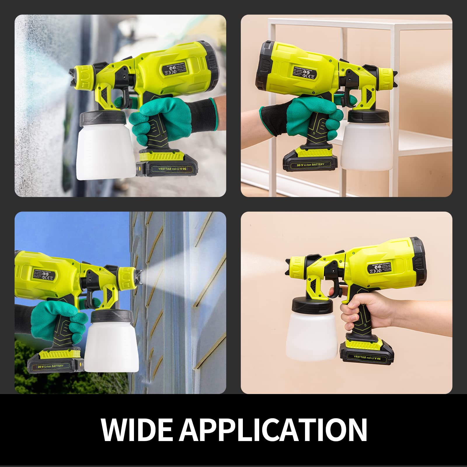 BHTOP 20V Cordless HVLP Paint Sprayer Gun with 3 Spray Patterns & Nozzles, 2000mAh Battery & Fast Charger - Perfect for Cars, Decks, Fences, Furniture Painting - Indoor & Outdoor DIY Projects & Professional Use