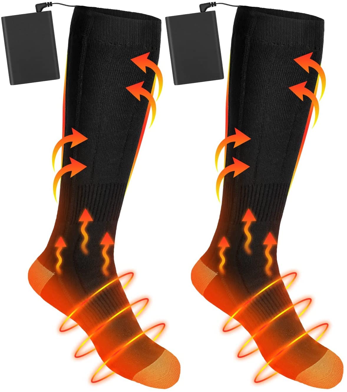 Rechargeable Heated Socks for Men & Women - Electric Warming Socks with 2 x 4000mAh Batteries - Perfect for Winter Sports, Hiking & Outdoor Activities