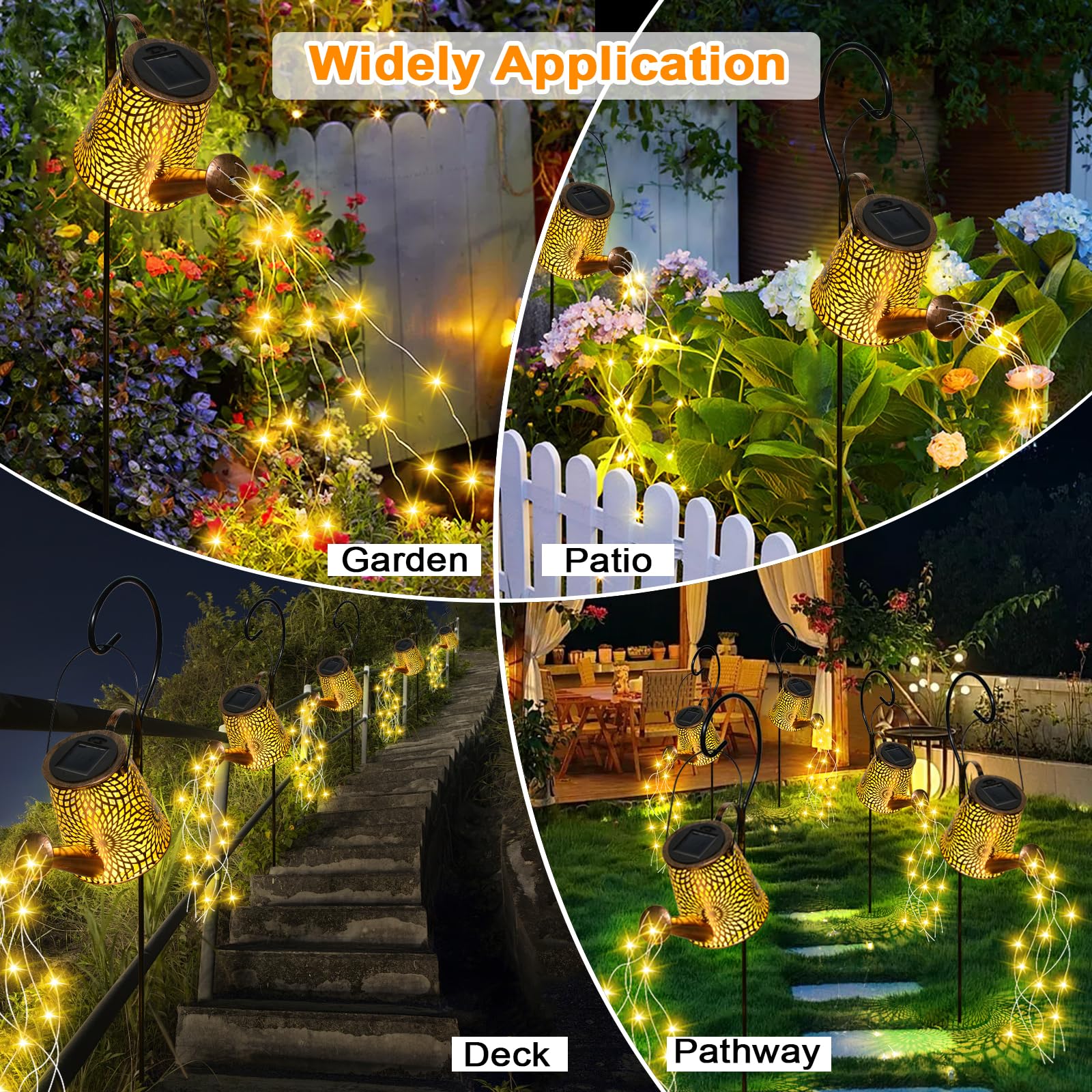 Solar Watering Can Lights - Waterproof Outdoor Solar Garden Lights with LED, Retro Metal Sunflower Design for Yard, Patio, Pathway & Lawn Decor | Perfect for Landscape Lighting, Hanging Lanterns & Garden Accents