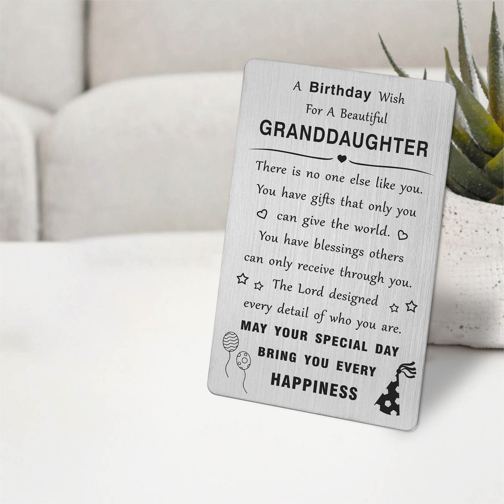 ABNTY Engraved Steel Birthday Card for Granddaughter - Heartfelt Keepsake Gift - Personalized Granddaughter Birthday Card - Perfect for Birthdays, Anniversaries & Special Occasions