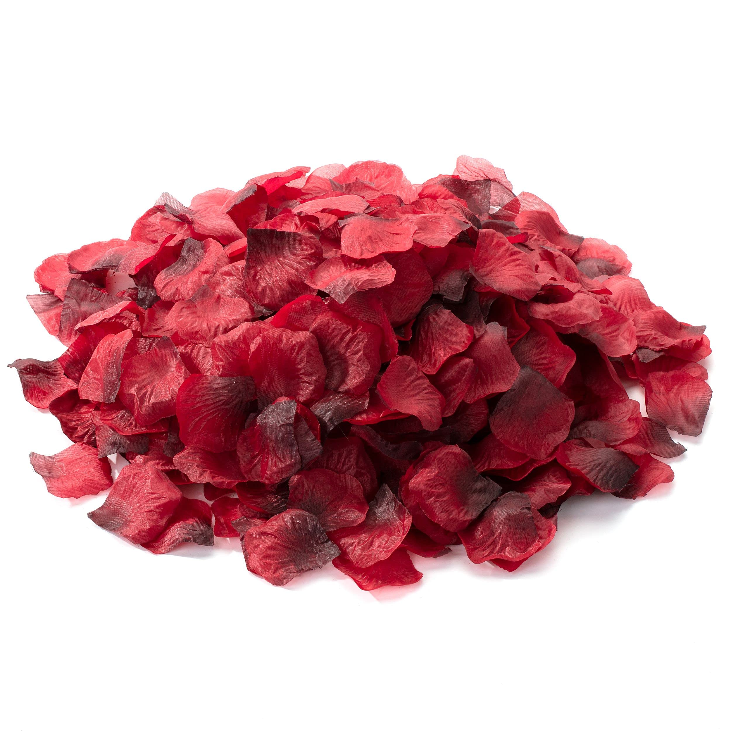 1000 Pcs Dark Red Artificial Rose Petals for Wedding Decorations, Romantic Nights & Valentine's Day - Fake Flower Petals for Aisle Scattering, Table Centerpieces & Photo Backdrops