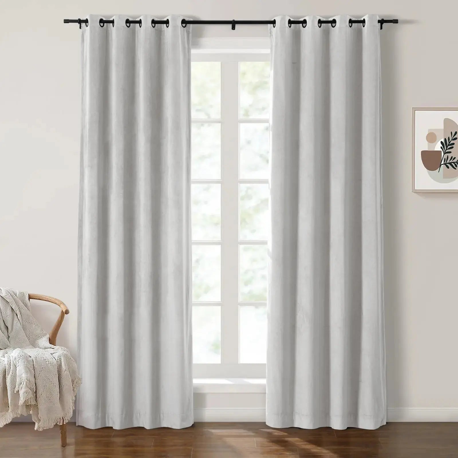 Luxury Velvet Grommet Curtains for Living Room & Bedroom - Blackout Thermal Insulated Drapes - Birkin Style Elegant Window Treatments for Home Decor