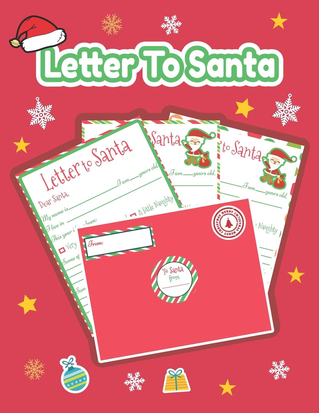 Letter to Santa Kit for Kids - 7 Christmas Wish List Letters with Stickers & Red Envelopes | Holiday Gift Idea for Boys & Girls | Perfect for Classroom Activities, Family Christmas Traditions & Santa Mailbox
