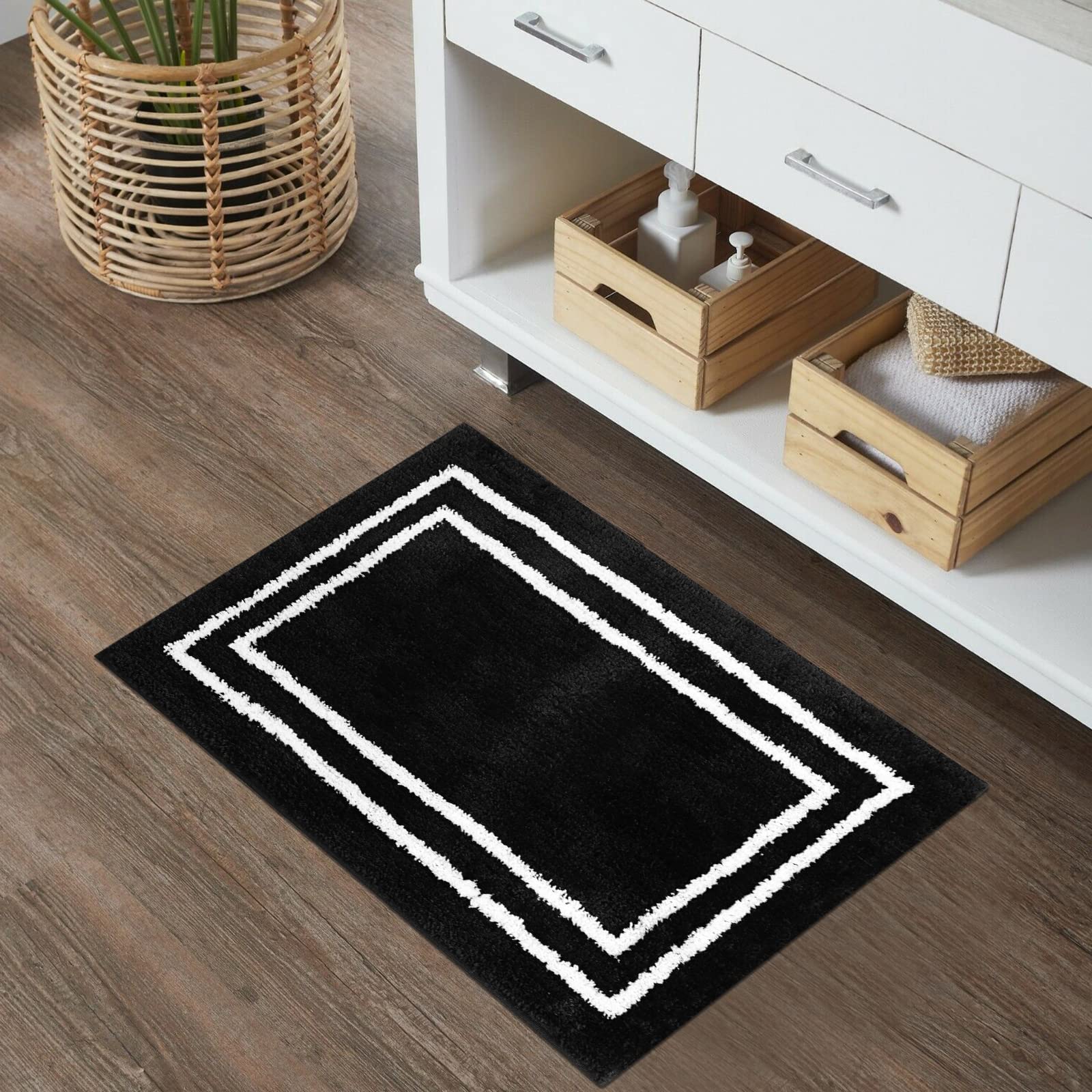 Uphome Non-Slip Bathroom Rug - Soft Absorbent Microfiber Bath Mat, Machine Washable Fluffy Floor Mat for Tub & Shower (18x24 Inch) - Perfect for Bathroom Safety & Comfort, Indoor Use