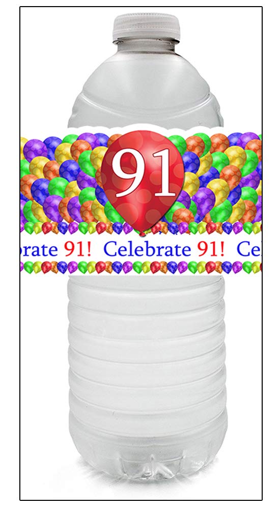 Partypro 91ST Balloon Blast Water Bottle Labels (24 Count) - Custom Birthday Party Decorations for Baby Showers, Graduations & Special Events