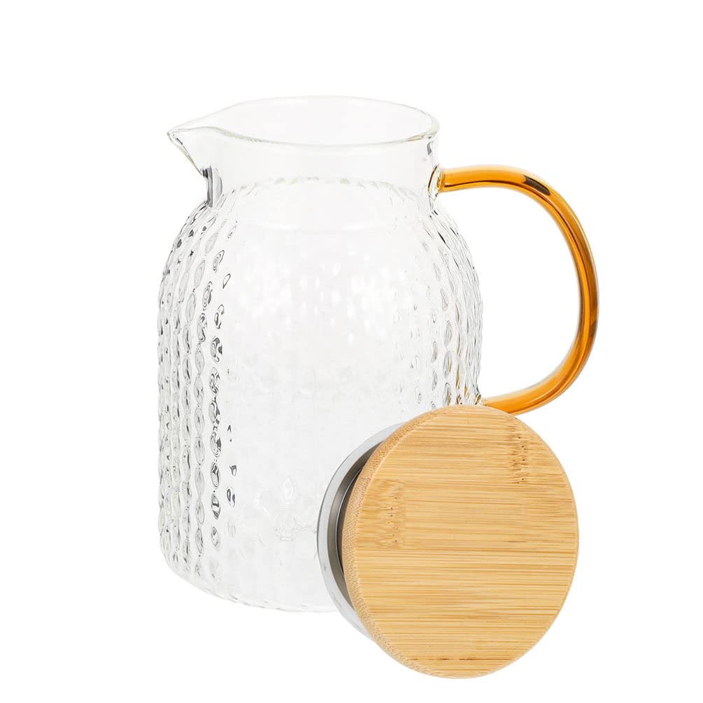 1pc Glass Cold Water Jug with Lid - 64oz BPA-Free Pitcher for Iced Tea, Lemonade & Infused Water - Perfect for Refrigerator Storage, Kitchen, Office & Outdoor Picnics