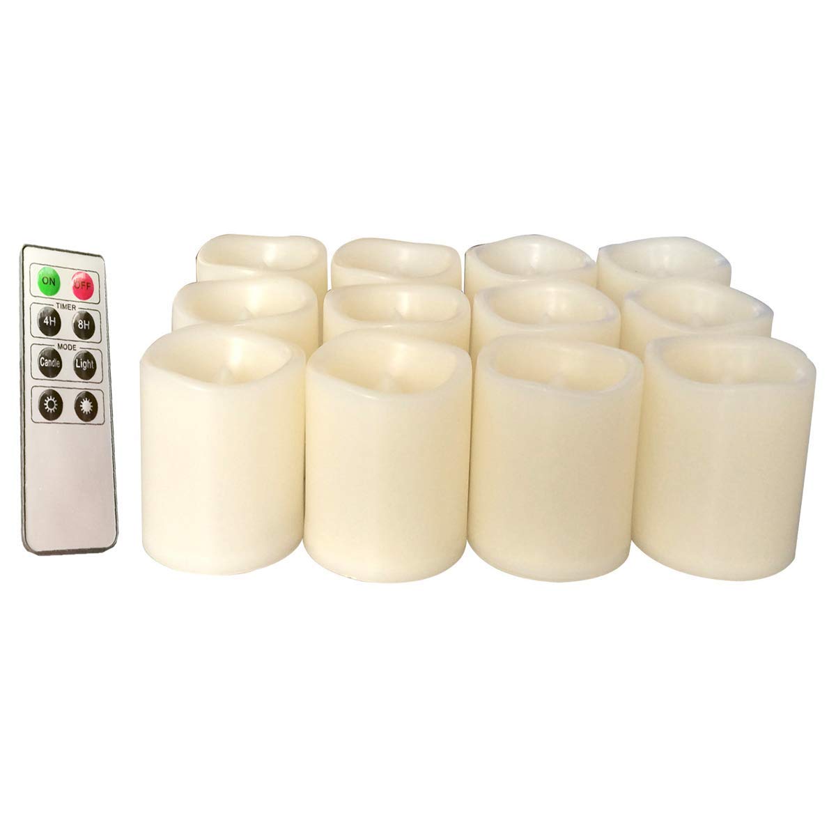 Realistic Flameless LED Candles - Battery Operated Flickering Votive Tea Lights with Remote Control | 200 Hours Runtime & 4/8 Hour Timer | Pack of 12 | Perfect for Home Decor, Weddings, and Romantic Dinners