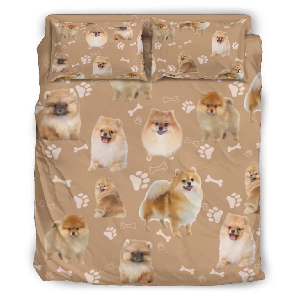 4-Piece Pomeranian Microfiber Bed Sheet Set - Soft King Size Sheets with 1 Fitted Sheet, 1 Duvet Cover & 2 Pillowcases - Ultra Comfortable White Bedding for Home, Bedroom & Guest Room