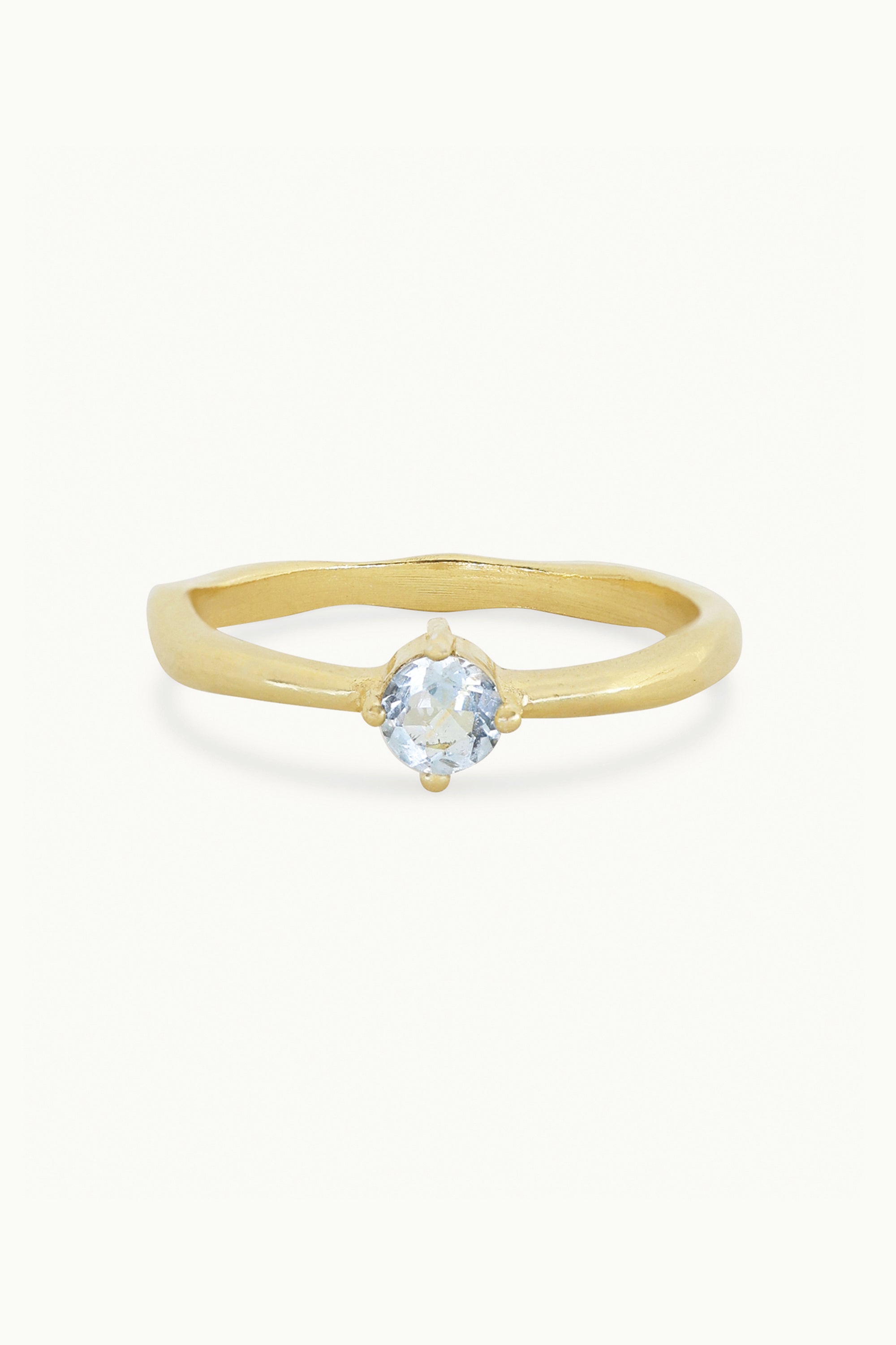 March Aquamarine Gold Birthstone Ring for Women - Elegant Blue Gemstone Jewelry Gift for Birthday, Anniversary & Special Occasions