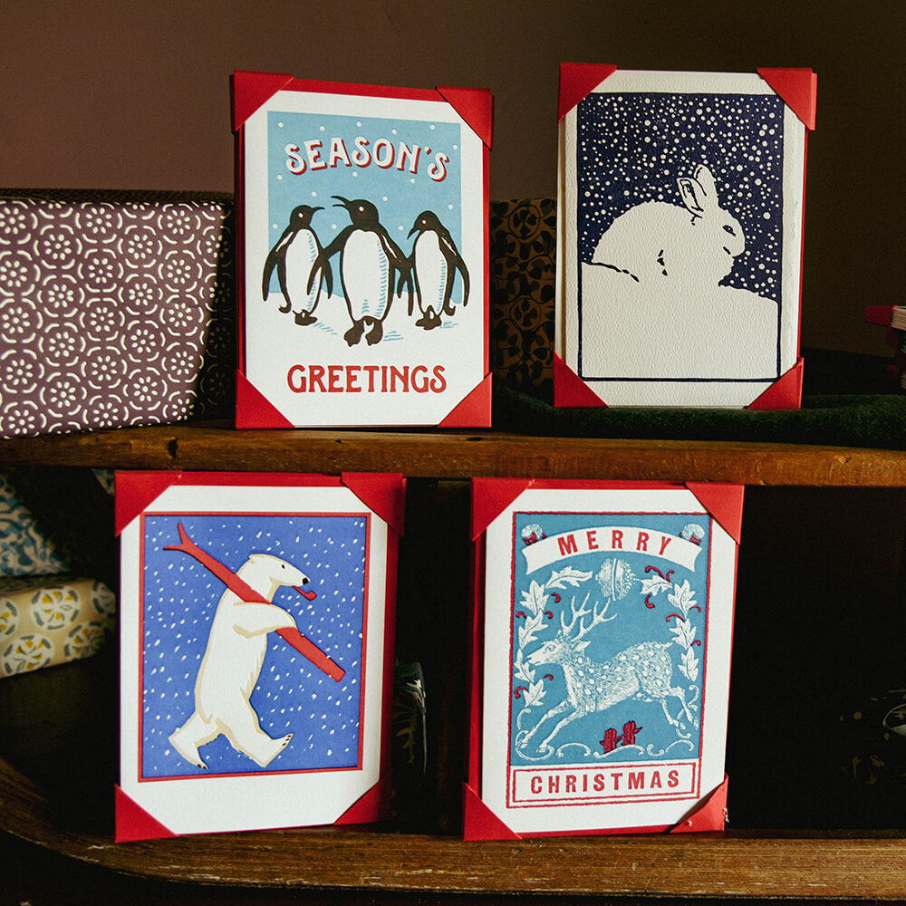 Premium Letterpress Christmas Cards - Elegant Holiday Greeting Cards, Pack of 5 - Perfect for Family, Friends & Office Holiday Wishes
