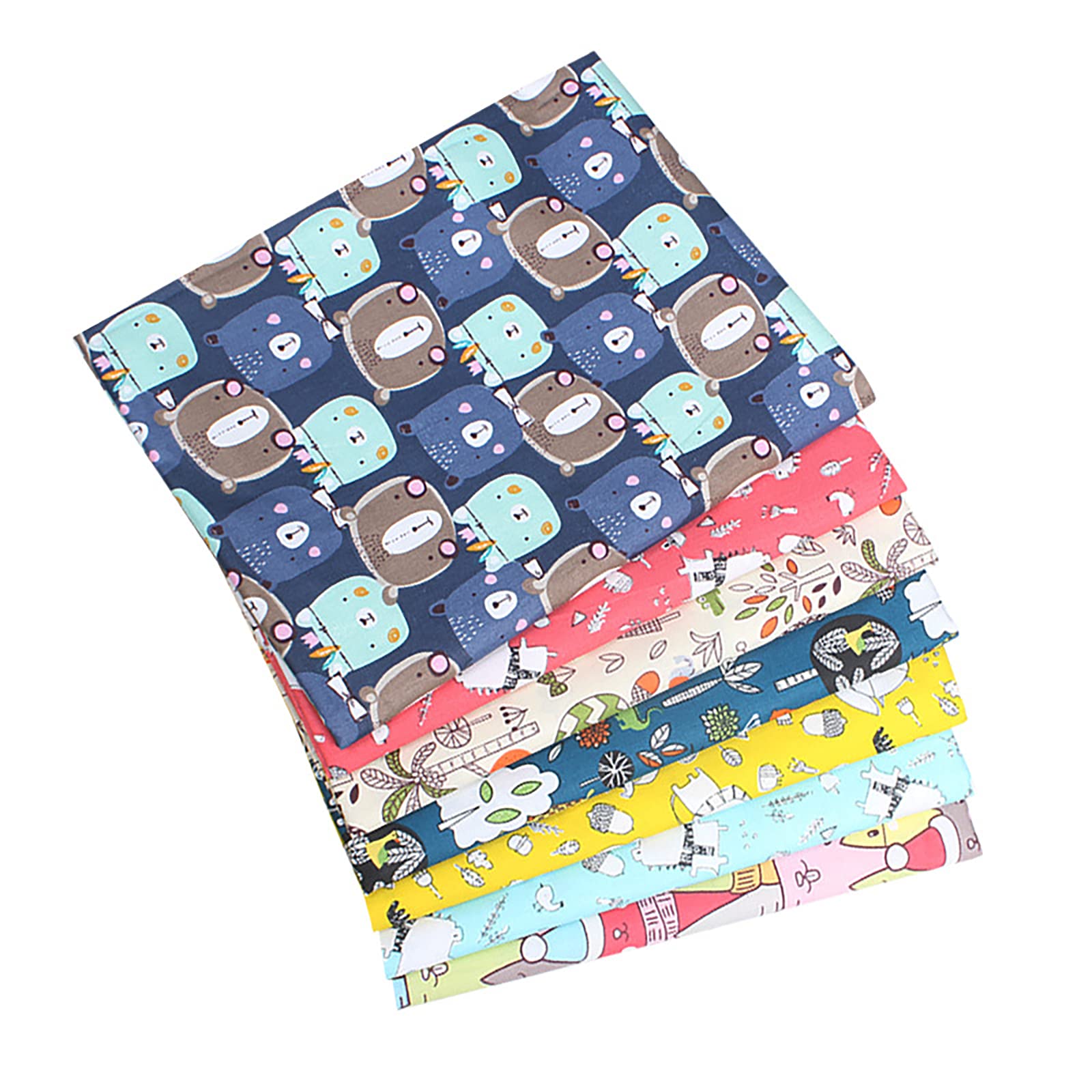 7Pcs Cotton Craft Fabric Bundle - DIY Handmade Sewing Cloth with Animal Print for Small Projects | Perfect for Making Cloth Bags, Cushions, Wallets, Toys & Coin Purses | Great for Crafting, Home Decor & Gift Making