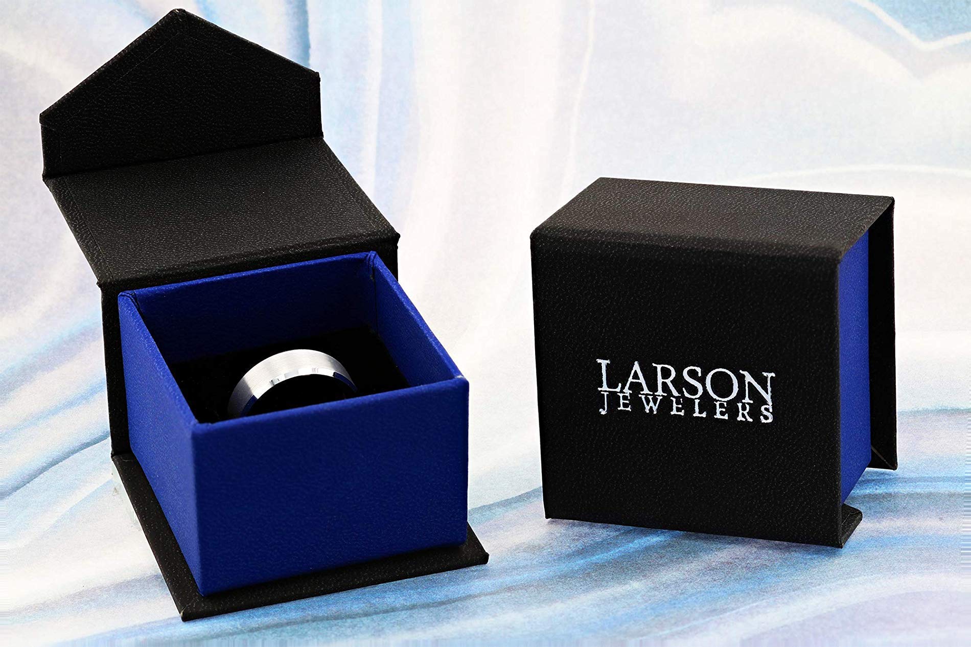 Beaumont Titanium Ring for Men - Comfort Fit Gold Plated Wedding Band with Brushed Black Center - 8mm Wide Polished Beveled Edge - Perfect for Engagement, Anniversary & Everyday Wear