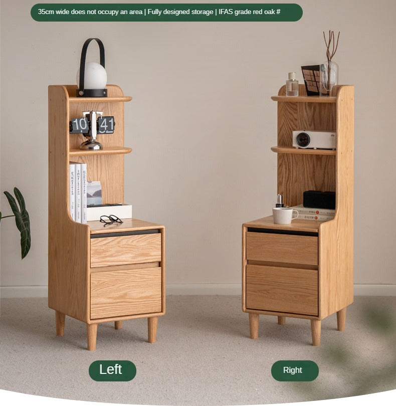 Modern Oak Solid Wood Nightstand - Bedside Table with Drawer for Bedroom Furniture - Perfect for Home Decor, Storage & Organization