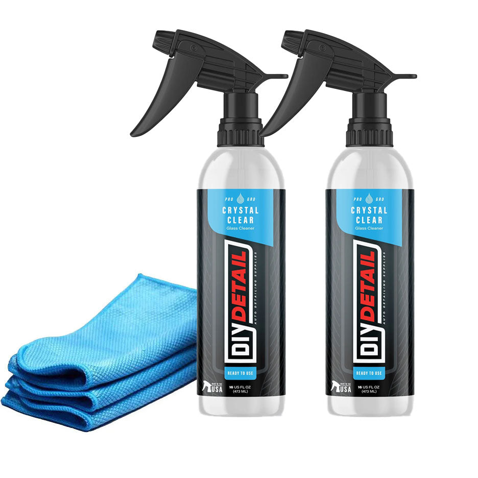 DIY Detail Crystal Clear Glass Care Kit - Car Windshield, Windows & Mirror Cleaning Kit for Streak-Free Shine at Home or On-The-Go