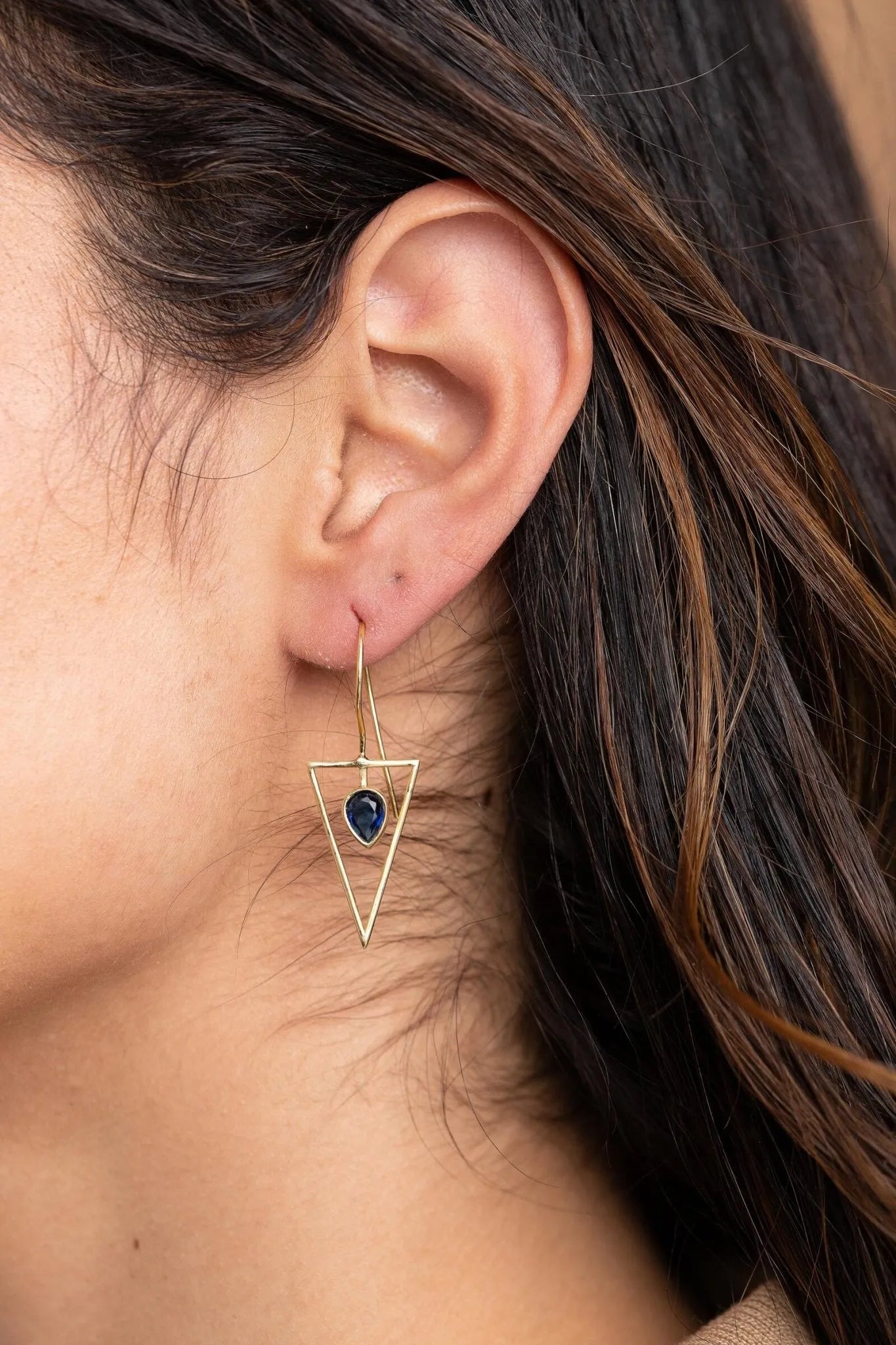 Triangle Open Frame Gemstone Earrings - Dainty Gold Geometric Studs for Women | Perfect for Parties, Weddings & Everyday Wear