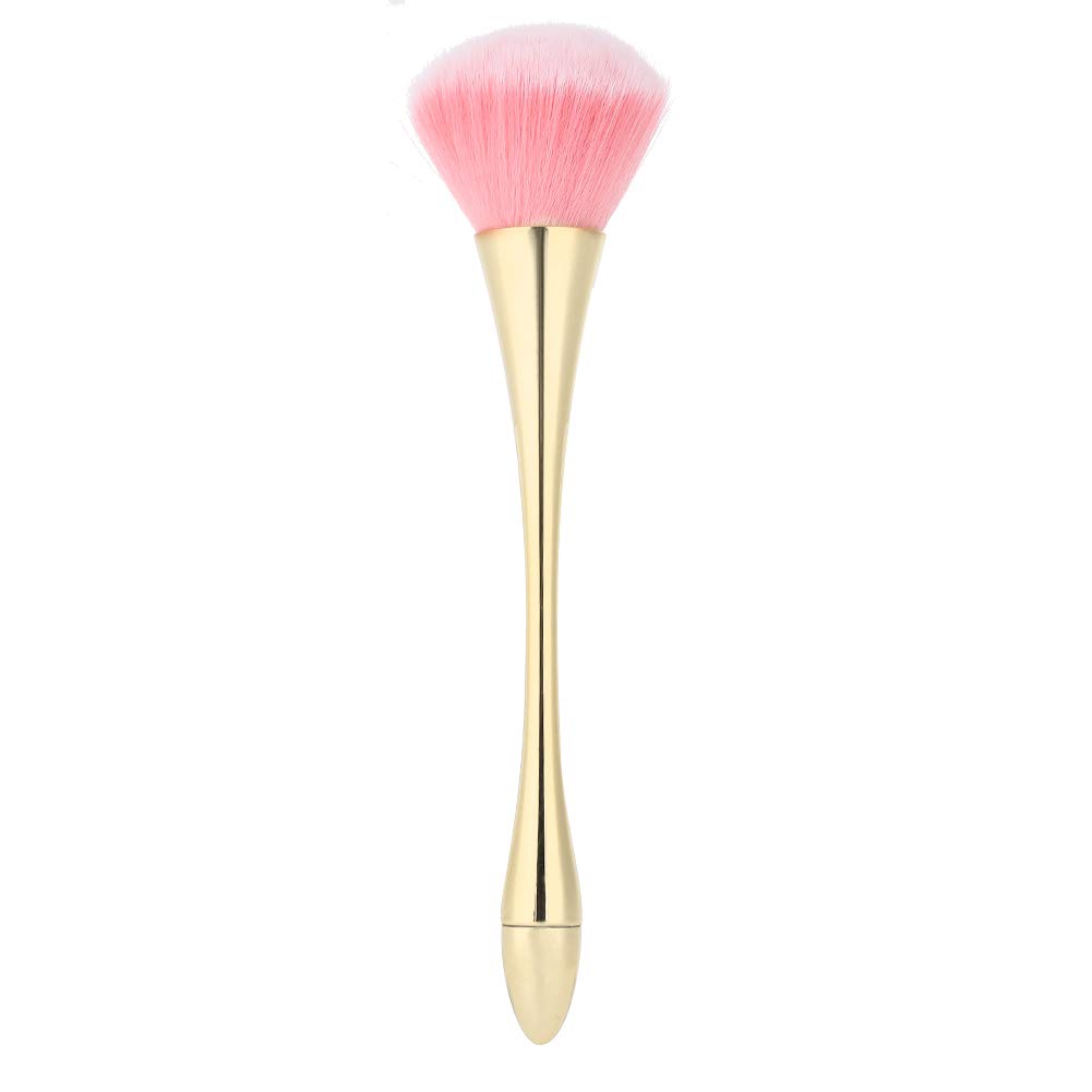Nail Art Dust Powder Remover Brush with Long Handle - Soft Fiber Wool Cleaner Brush for Nail Art & Makeup (Gold) | Perfect for Salon, Home Manicure & Professional Nail Artists