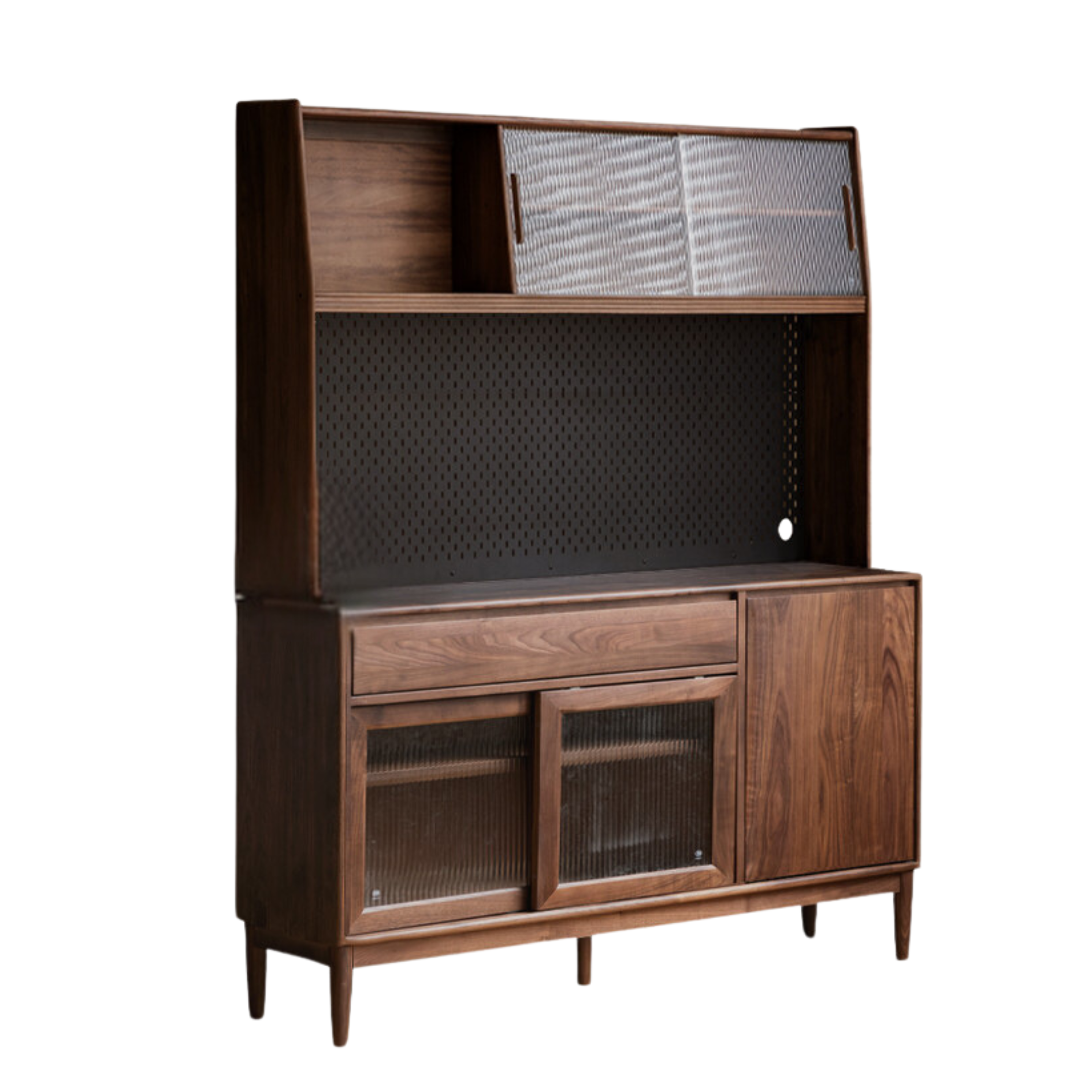 59x15.7x75.2 inch / 150x40x191.5cm / Rich Dark walnut color/ sideboard +  upper shelf