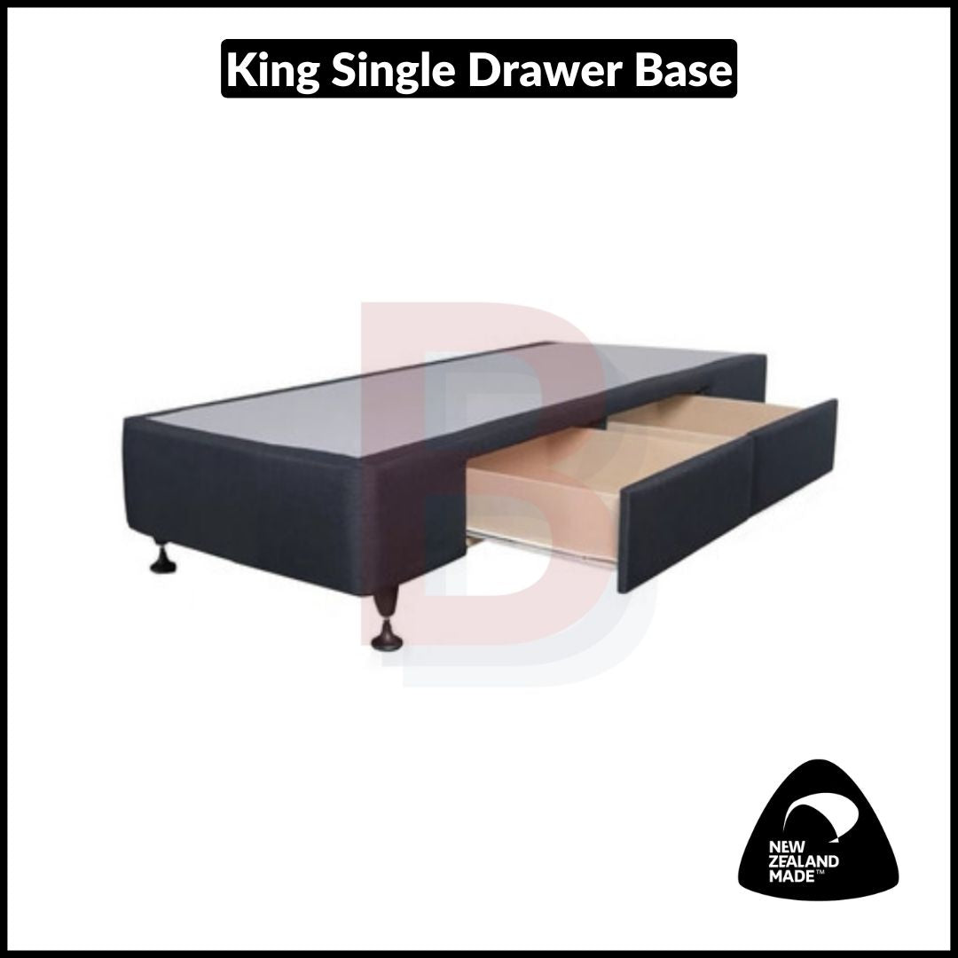 King Single Drawer Bed Base - NZ Made, Sturdy & Space-Saving Underbed Storage Solution for Small Bedrooms & Guest Rooms