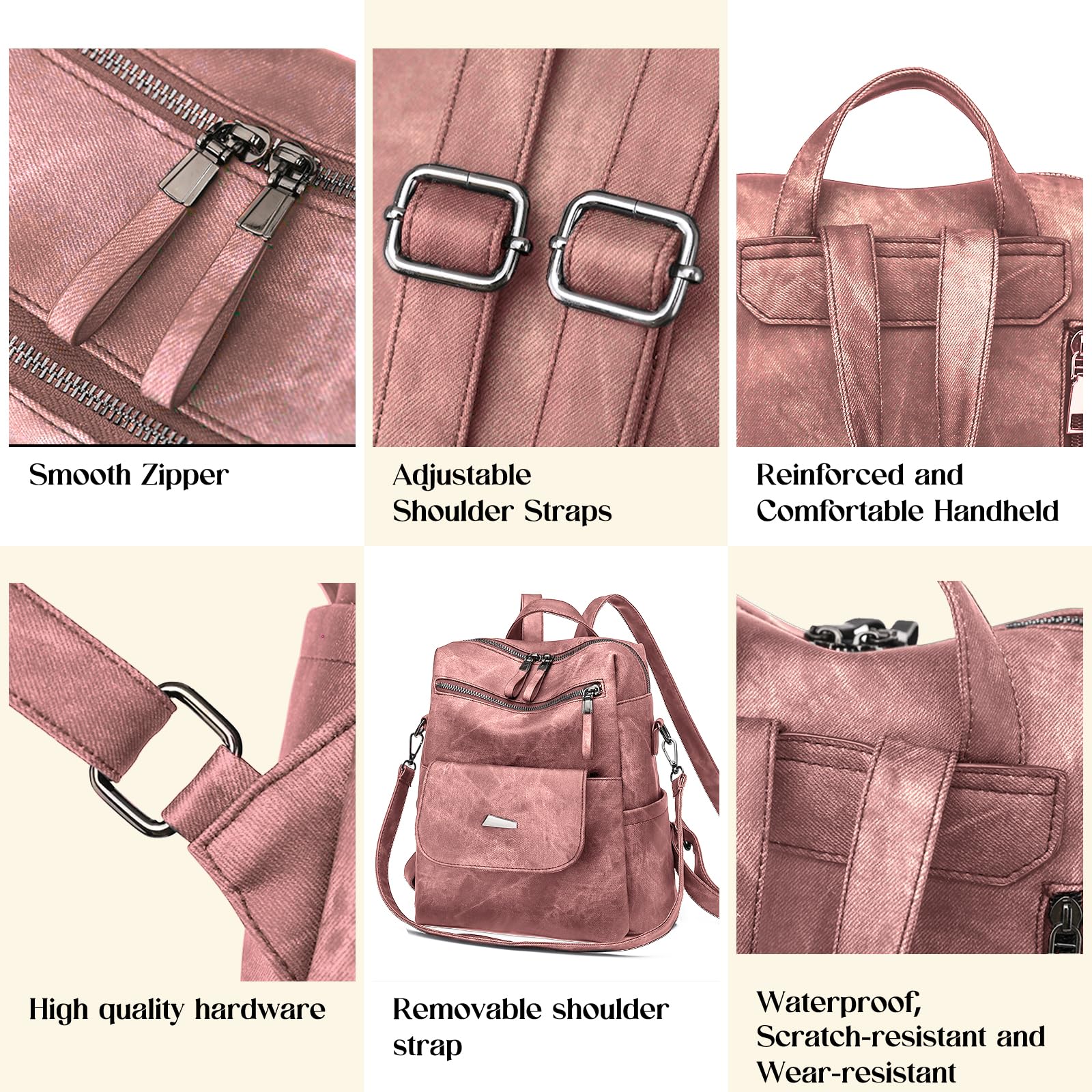 Stylish Women's Leather Backpack Purse - Small Waterproof Anti-Theft Shoulder Bag Handbag for Daily Use, Travel & Work