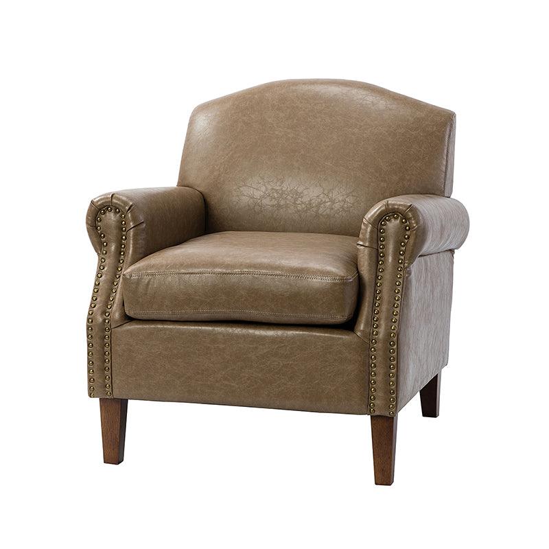 Gianfranco Vegan Leather Armchair with Sturdy Wooden Legs - Modern Vegan Leather Lounge Chair for Living Room, Office & Reading Nook - Eco-Friendly Faux Leather Accent Chair