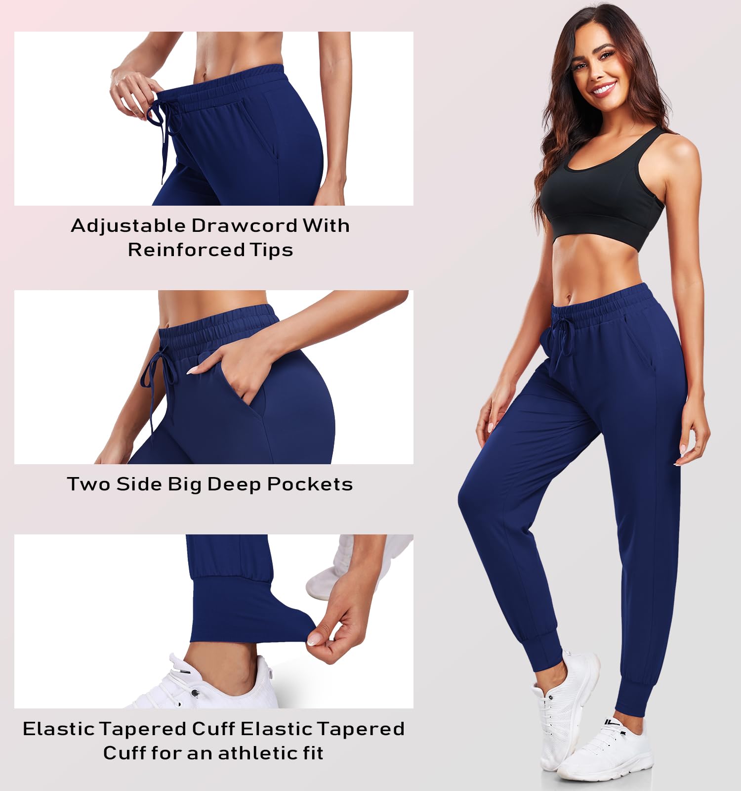 DHSO 3 Pack Women's Sweatpants with Pockets - Soft Joggers & Athletic Leggings for Workout, Yoga, Running | Comfortable Casual Pants for Lounge, Gym & Outdoor Activities