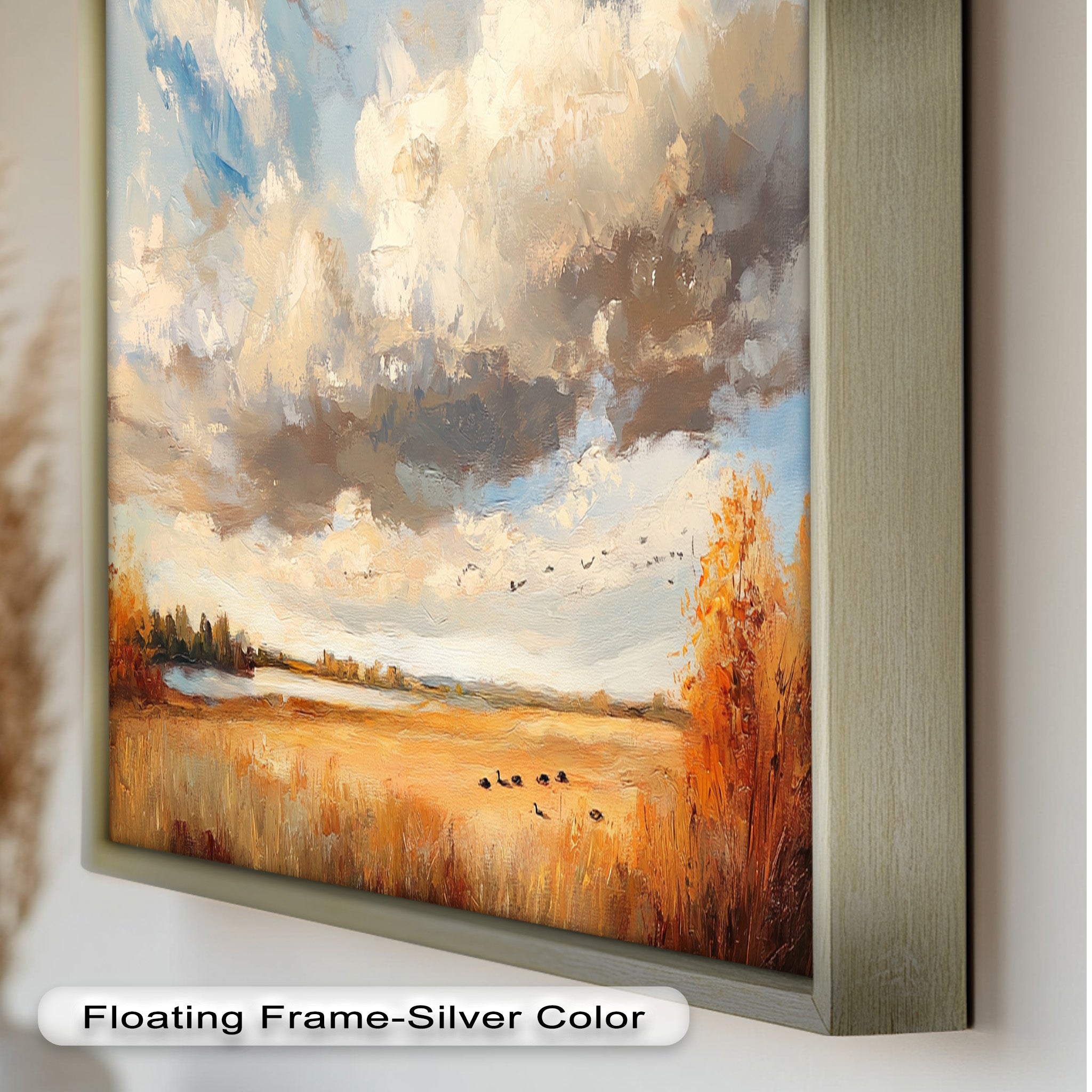 Autumn Meadow Wall Art - Handmade Impressionist Landscape Oil Painting for Living Room, Bedroom & Office Decor