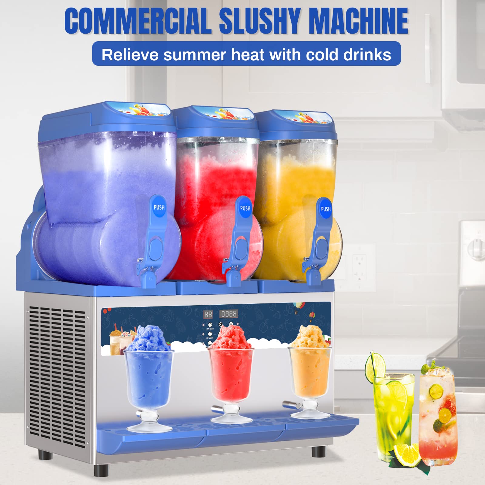 XPW 1200W Commercial Slushy Machine with 45L Stainless Steel Tanks - High-Efficiency Slushie Maker for Margaritas & Frozen Drinks - Perfect for Bars, Cafes, Restaurants & Party Events