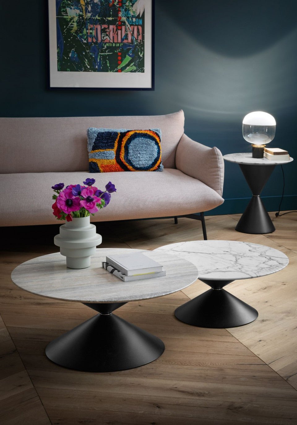 Modern Midj Clessidra Coffee Table - Sleek Glass Top & Sturdy Metal Base for Living Room, Lounge, or Office Decor