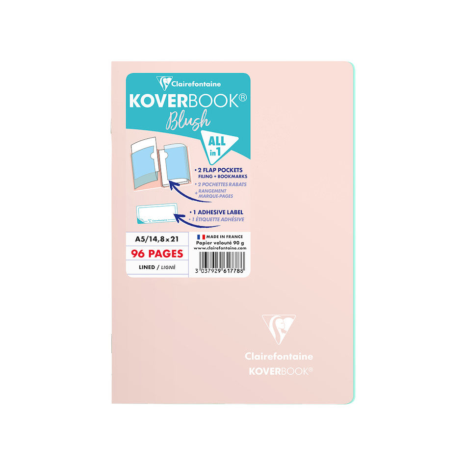 Clairefontaine Koverbook Blush Stapled Notebook A5 - 80 Sheets, 90g/m² Premium Paper for Writing & Sketching | Perfect for Students, Artists & Office Use
