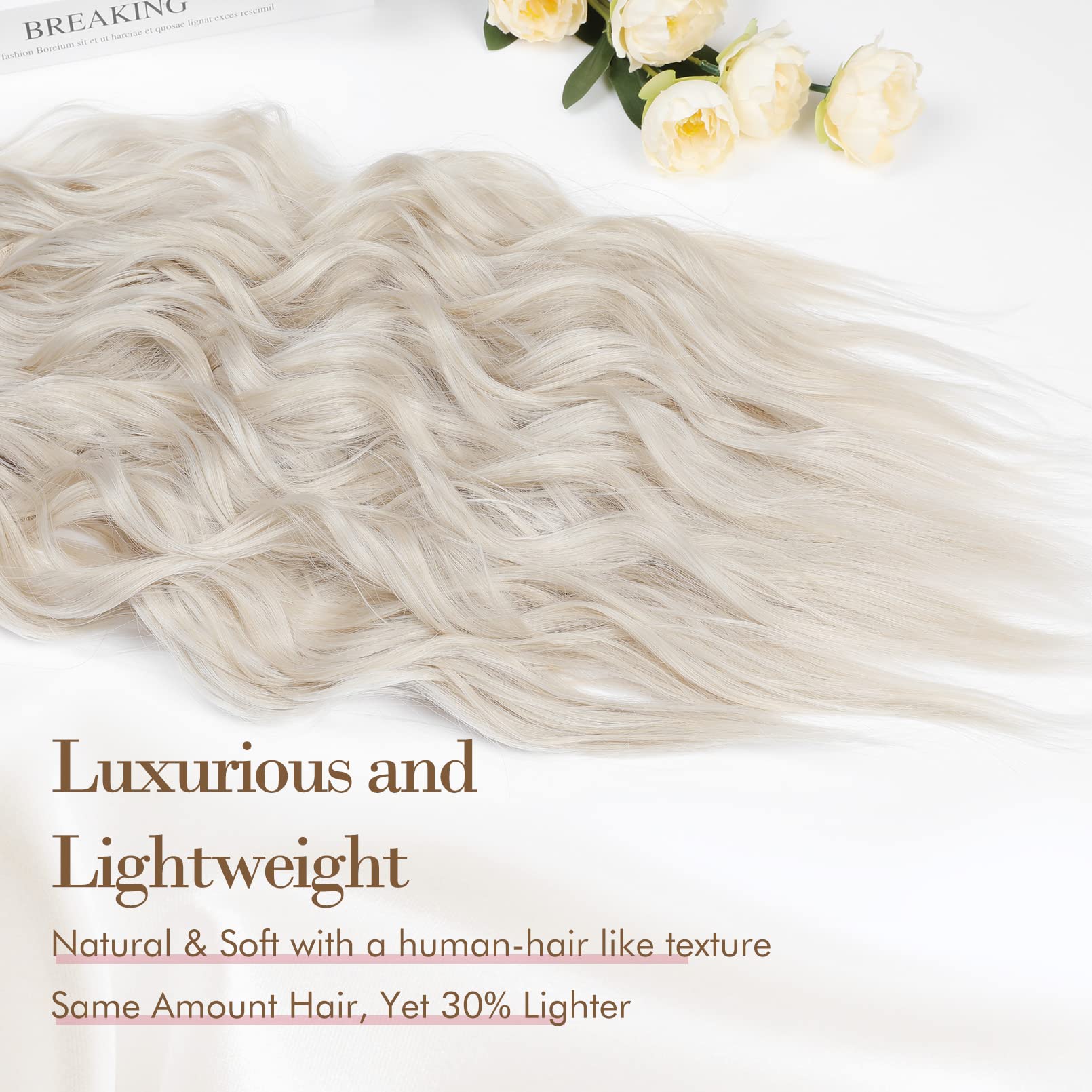 4PCS Clip-in Synthetic Hair Extensions - Long & Thick Hair Extensions for Women - Perfect for Parties, Weddings & Everyday Styling