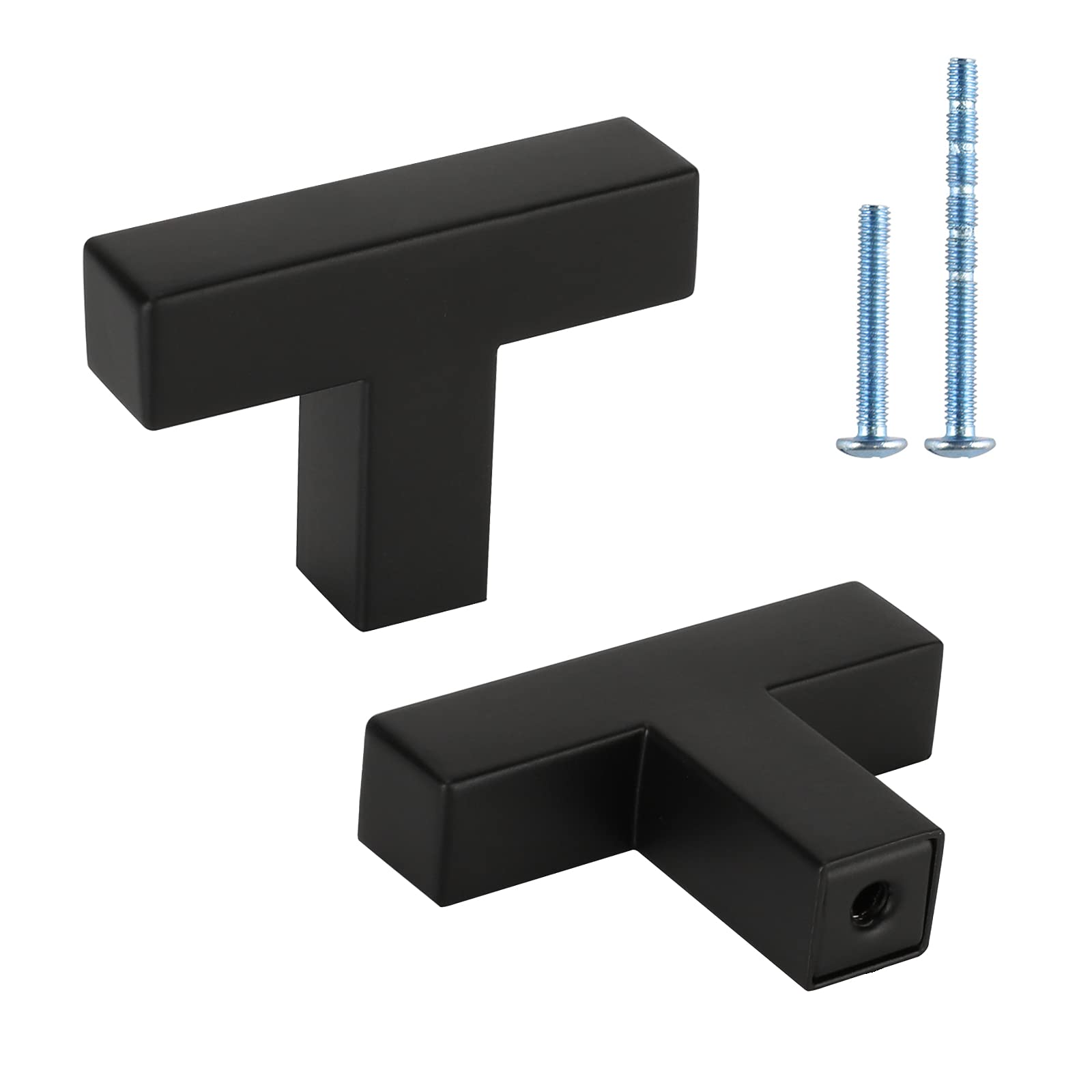 LONTAN 100 Pack Black Square Cabinet Knobs - Stainless Steel Drawer Pulls for Kitchen, Bathroom, Dresser & Cupboard - Durable Hardware for Home & Office Furniture Upgrade