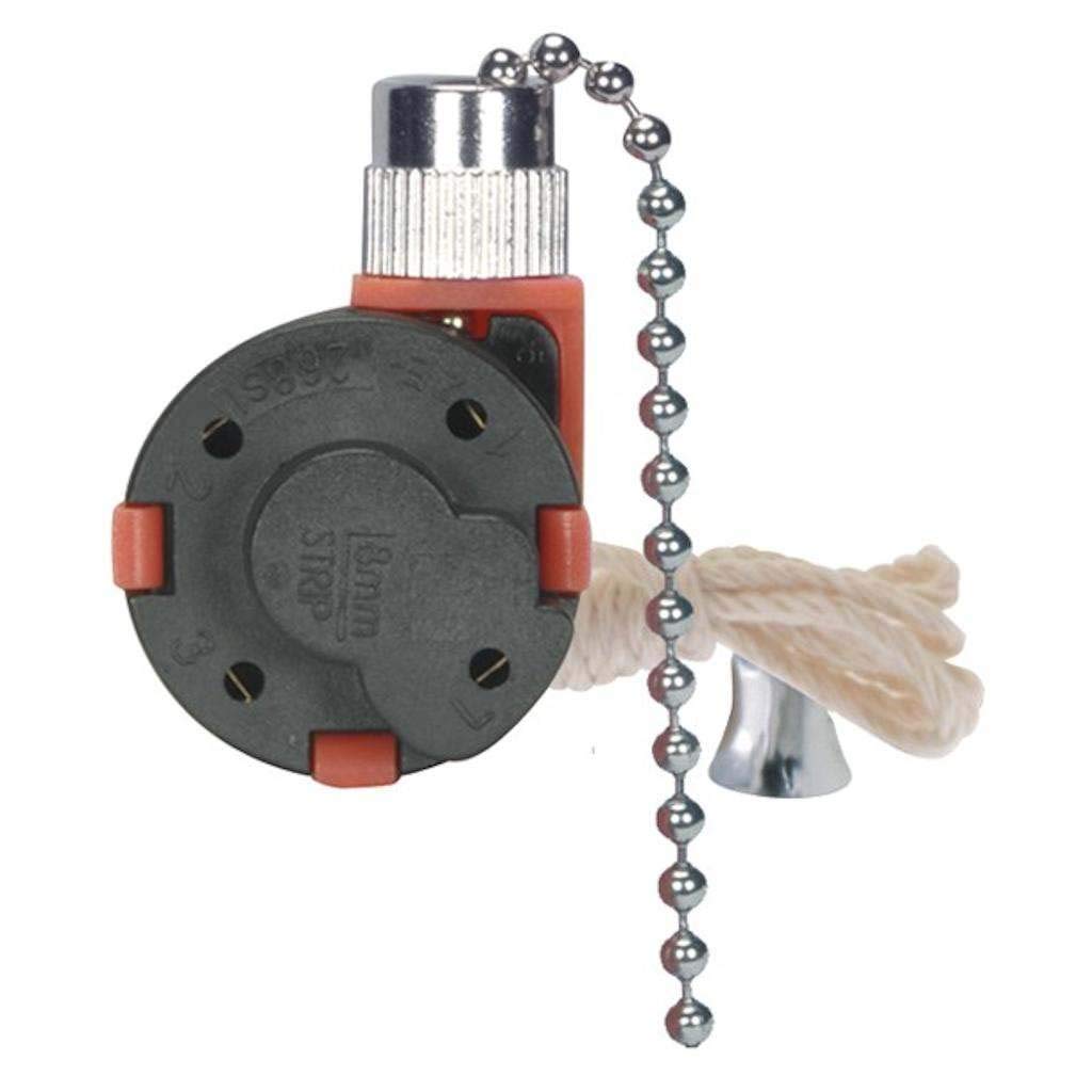Satco 3-Speed Ceiling Fan Control Switch in Nickel Finish - Model 801983 (1 Pack) - Perfect for Bedroom, Living Room & Office Ceiling Fan Replacement