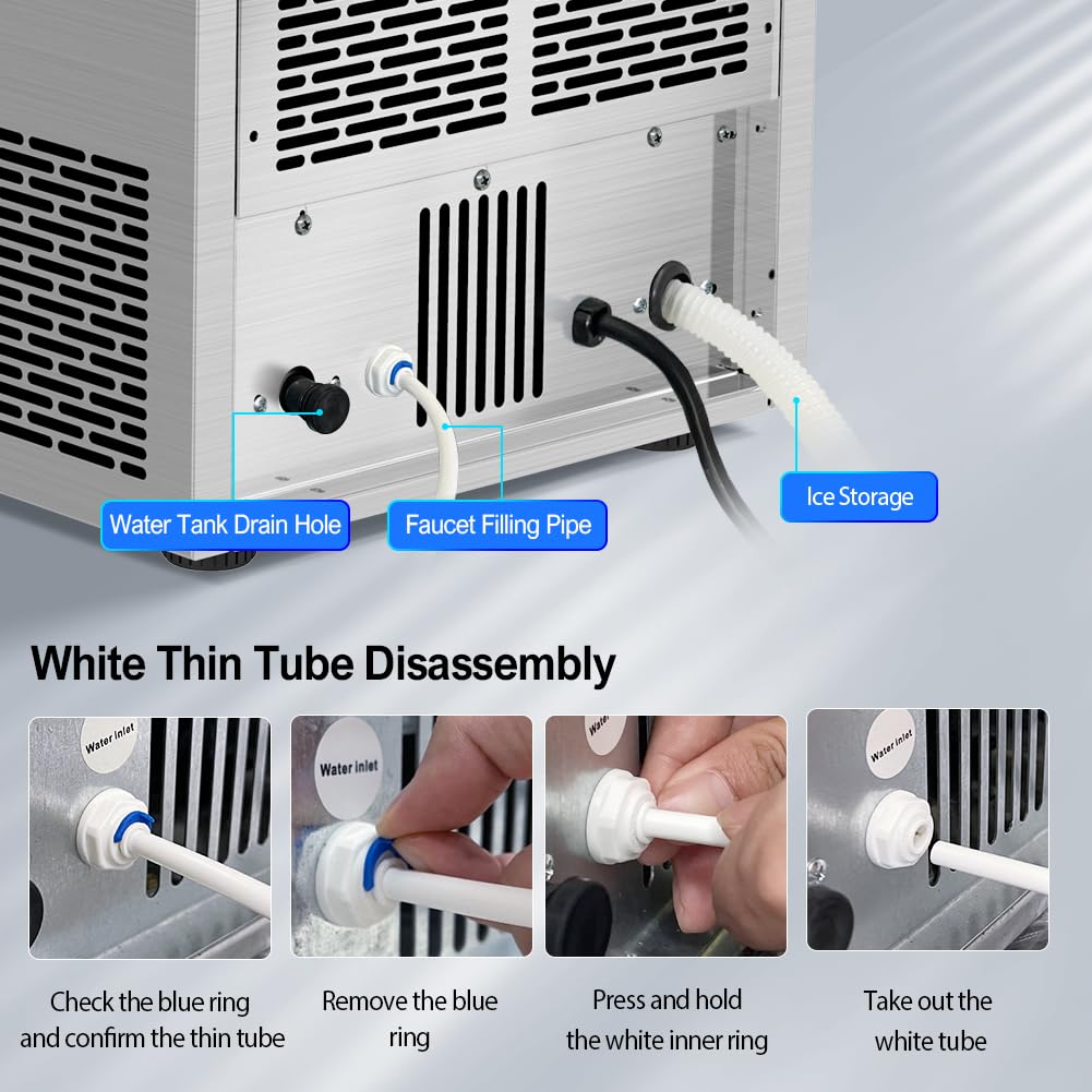 Commercial Ice Maker Machine 80LBS/24H with 18LBS Storage Bin - Stainless Steel Under Counter Large Ice Cube Maker - 2 Water Inlet Modes - Freestanding/Built-in Design for Bars, Restaurants, Home & Office Use - Perfect for Cocktails, Beverages & Commercial Kitchens