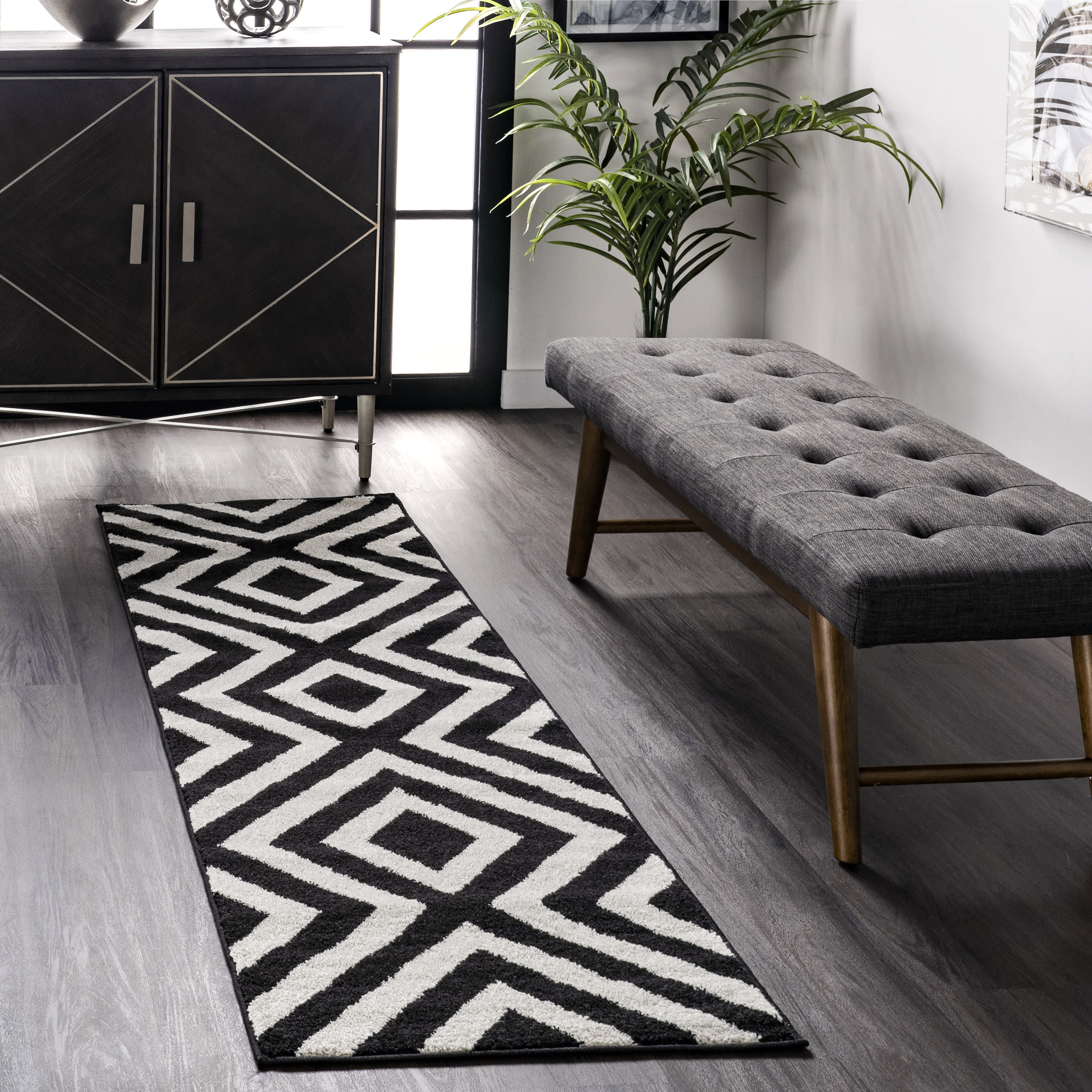 Chevron Stripes Rug | Black & White Geometric Pattern | Perfect for Living Room, Bedroom, or Office Decor