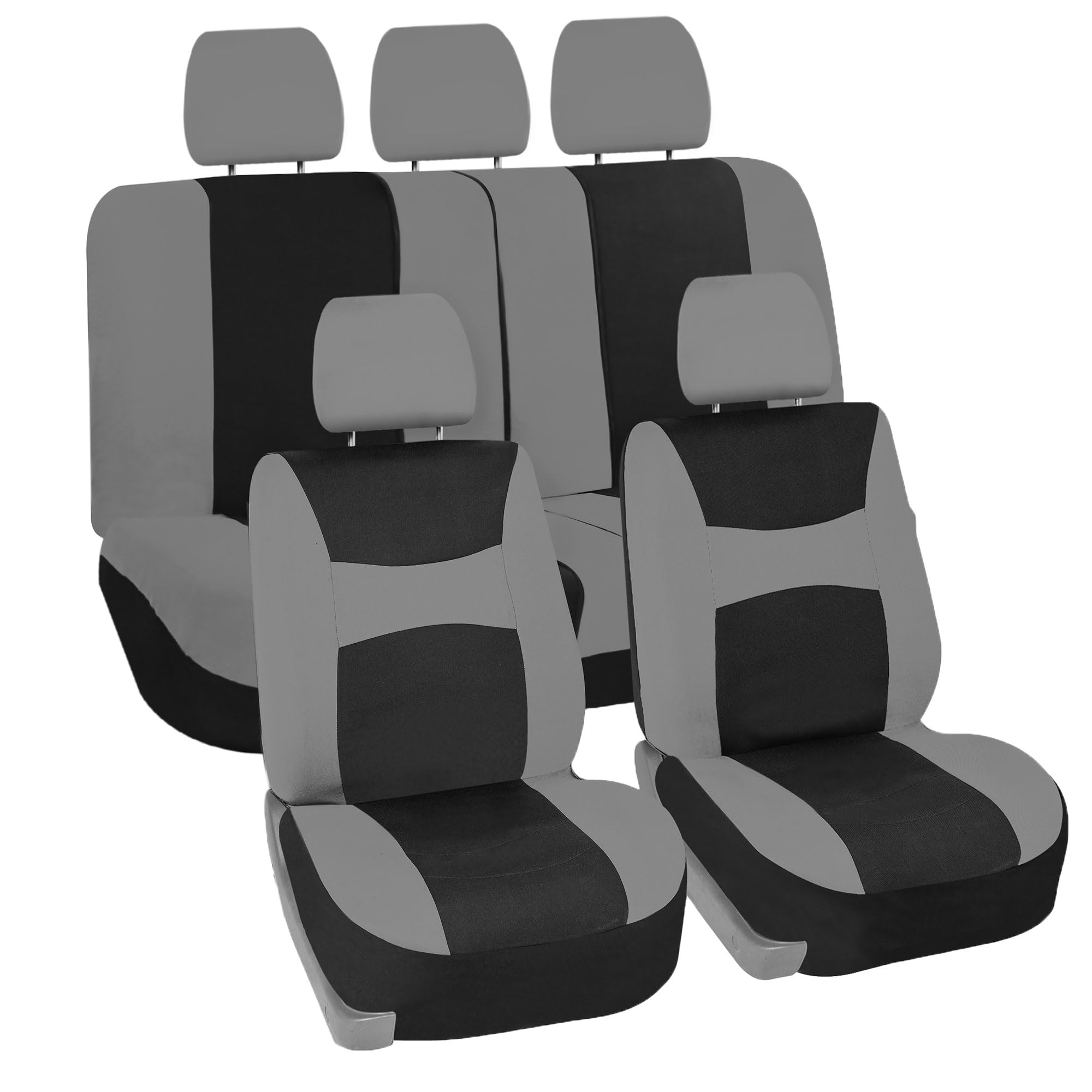 TLH Automotive Seat Covers - Lightweight Breathable Flat Cloth Full Set Car Seat Protectors (Gray) | Airbag Compatible & Split Rear Design | Universal Fit for Cars, Trucks & SUVs | Perfect for Road Trips, Daily Commutes & Family Travel
