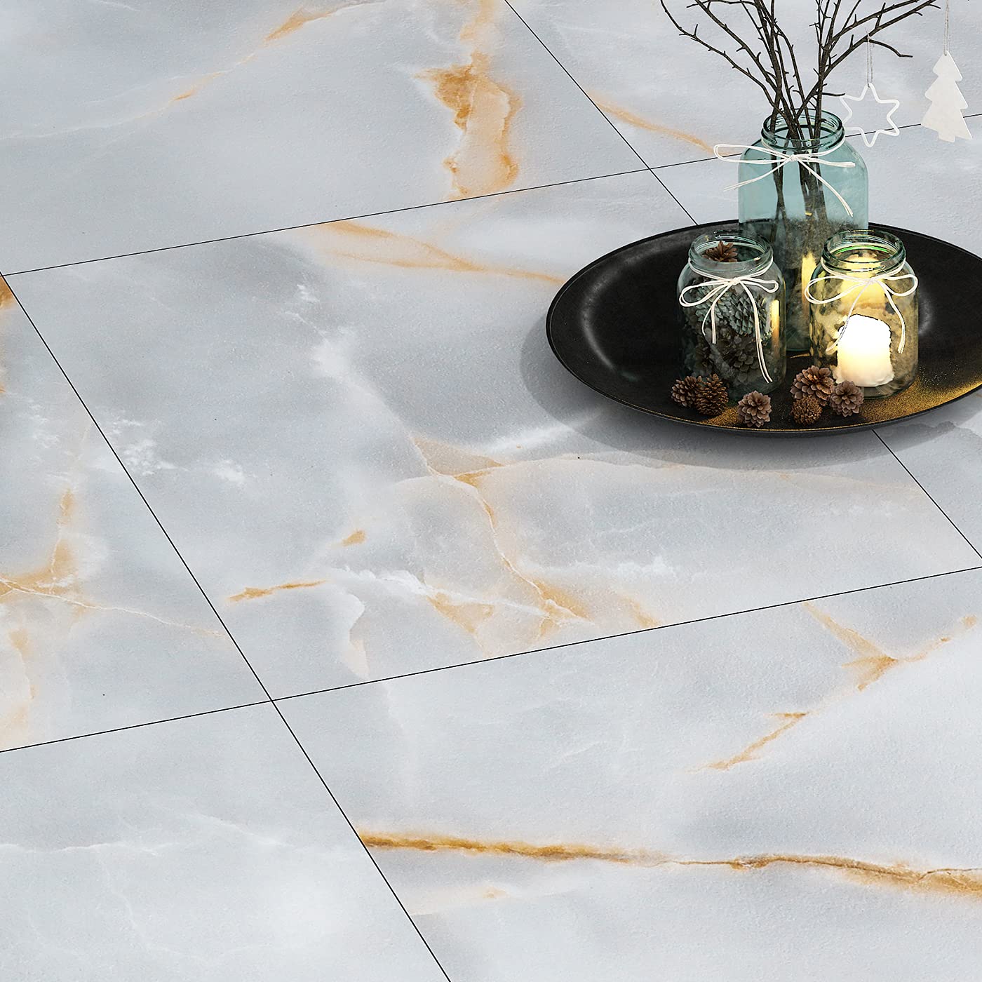 FunStick Marble Peel and Stick Floor Tile - 12