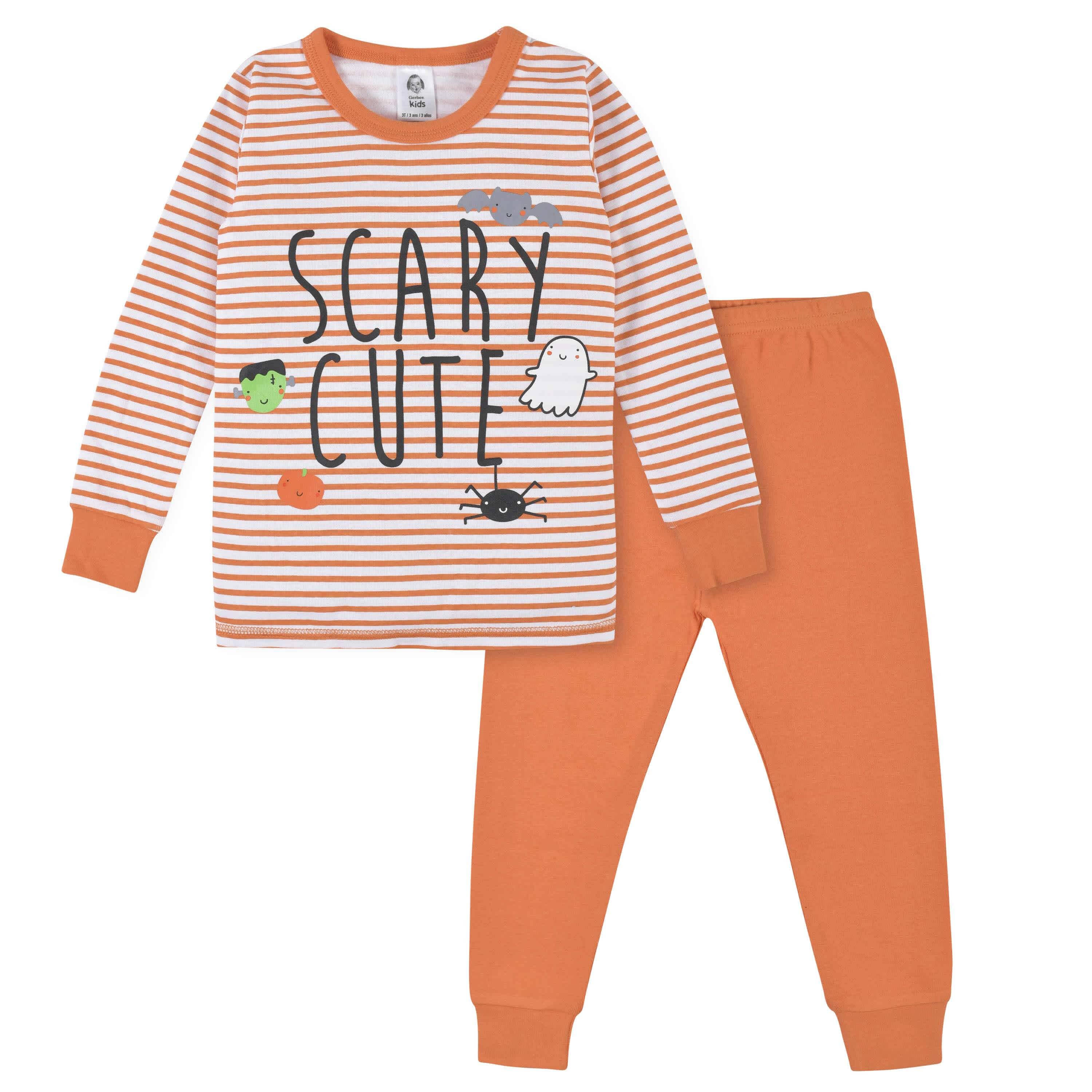2-Piece Neutral Scary Cute Snug Fit Cotton Pajama Set for Infants & Toddlers - Soft & Comfortable Sleepwear for Boys & Girls - Perfect for Bedtime, Lounging & Family Photos