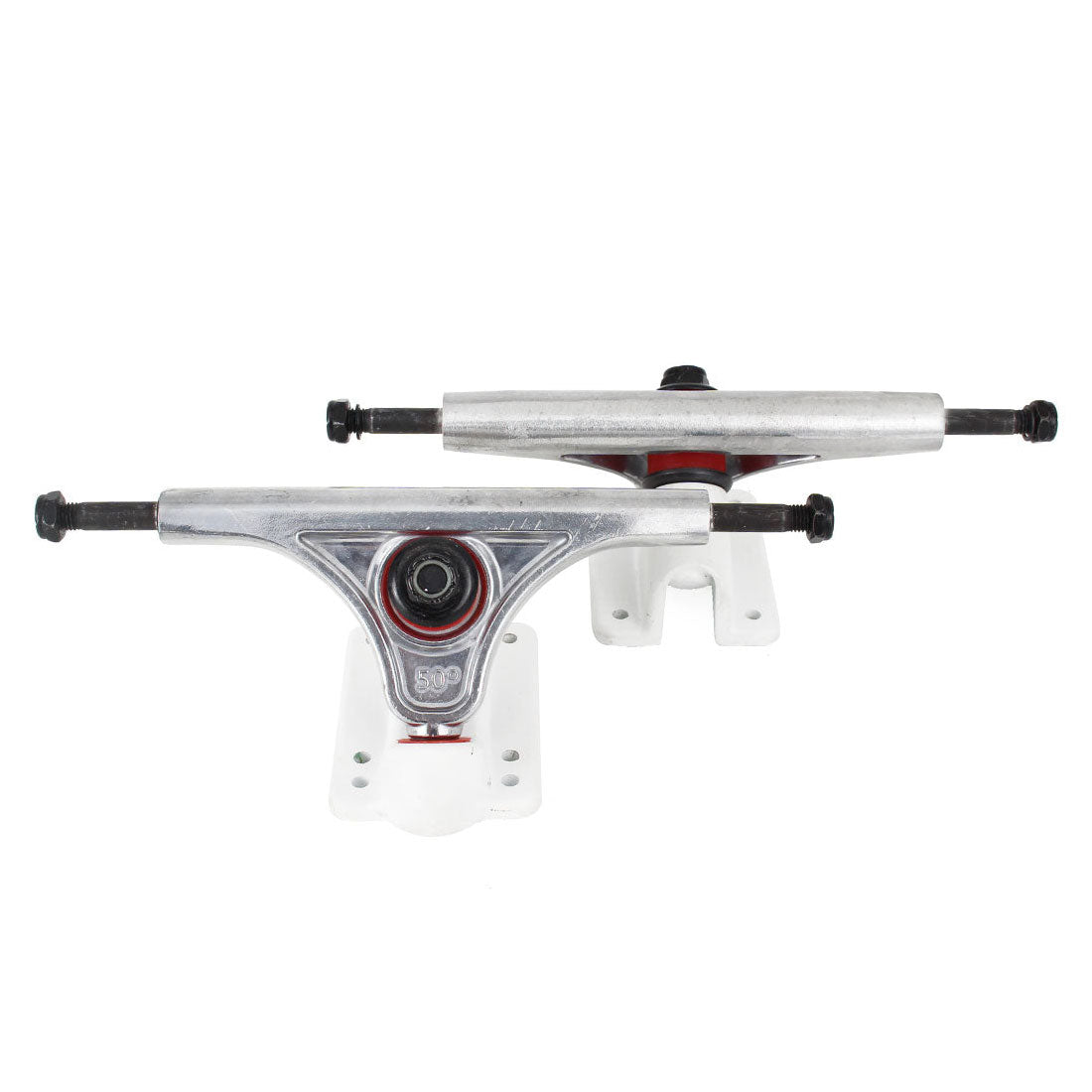 Premium Slant Reverse Kingpin 150mm Skateboard Trucks - White/Polished Finish - Perfect for Cruising, Carving & Downhill Riding