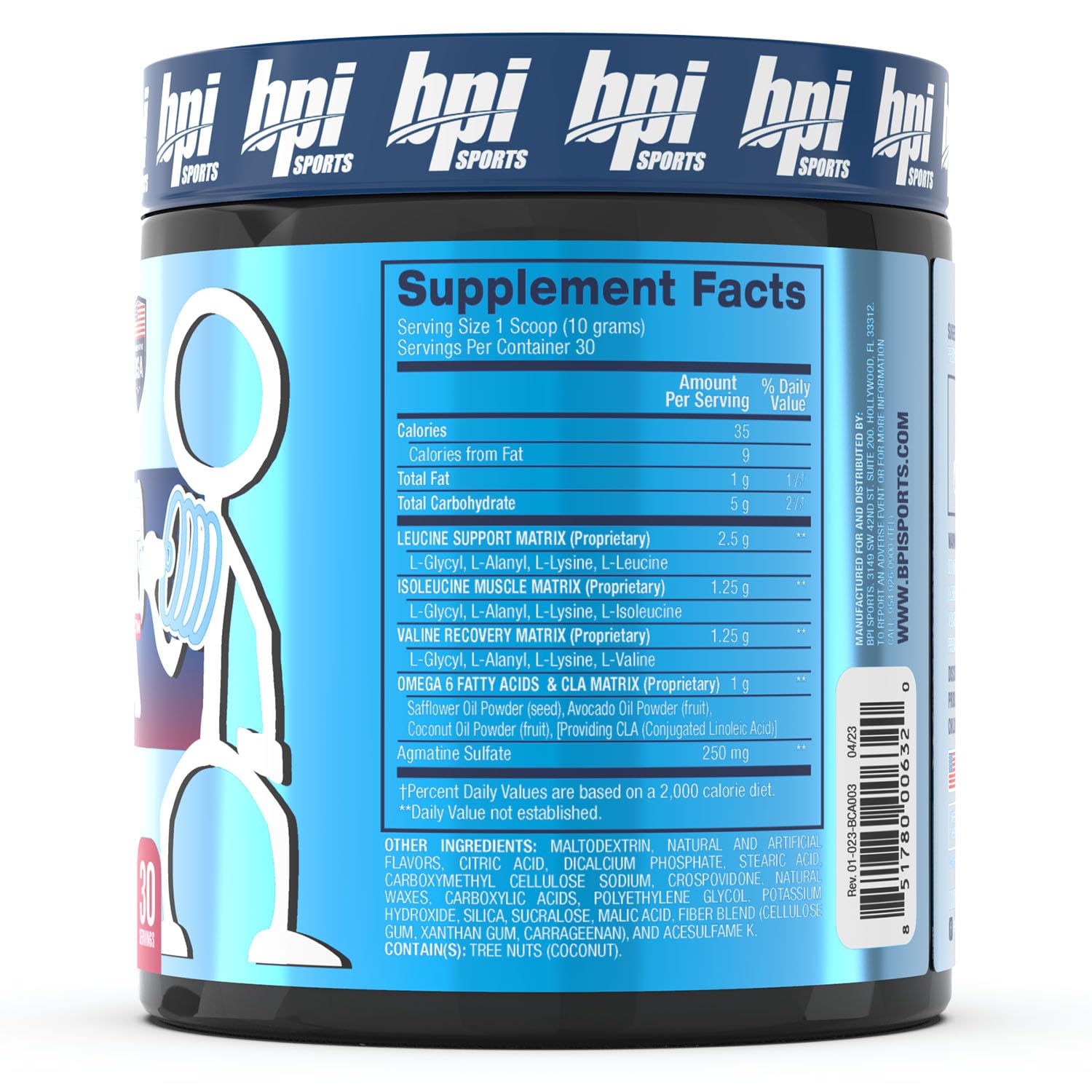 BPI Sports BEST BCAA Powder - Post Workout Recovery Drink with Branched Chain Amino Acids for Muscle Hydration & Recovery - Blue Raspberry Flavor - 30 Servings - Ideal for Gym, Fitness & Athletic Performance (Men & Women)