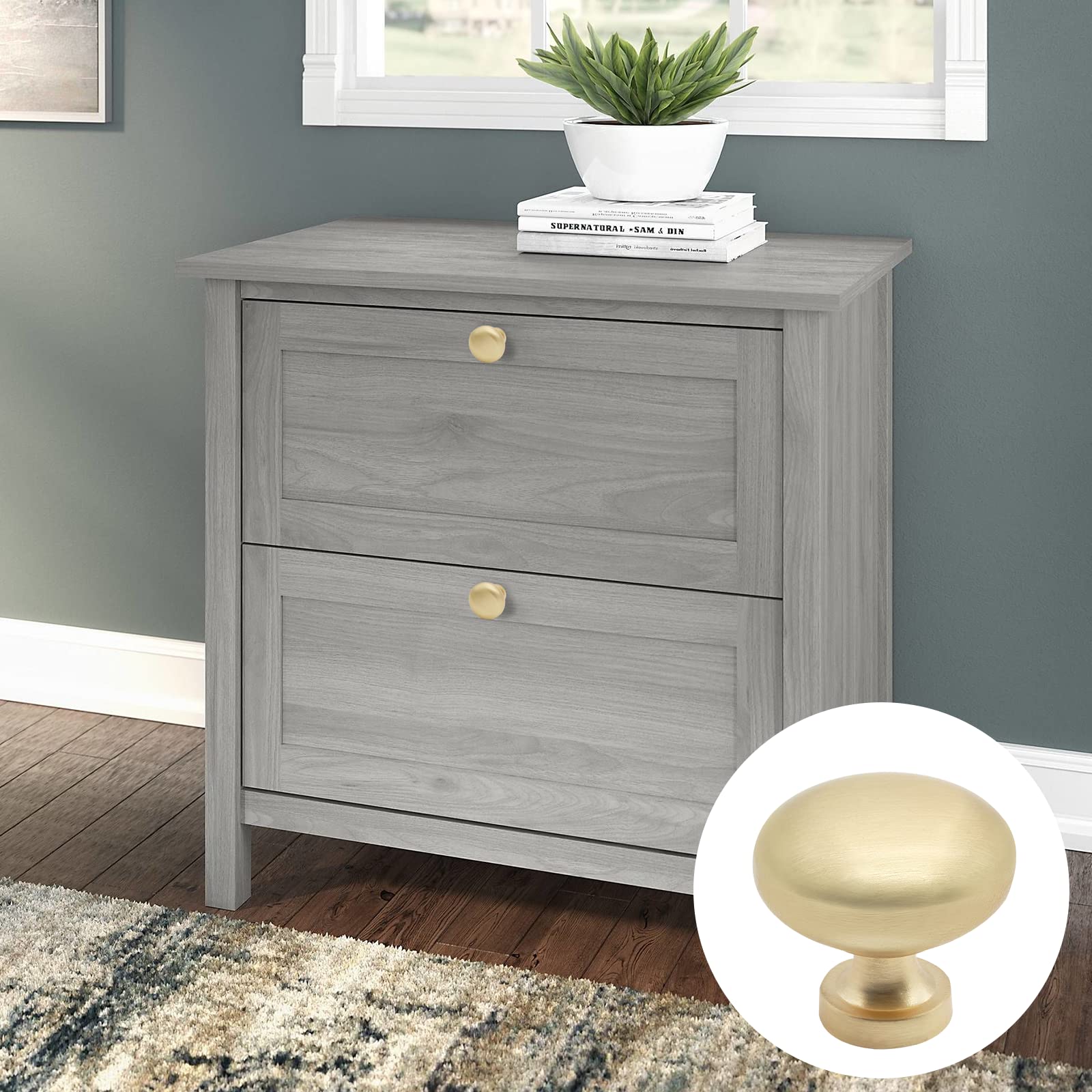 5 Pack Gold Cabinet Knobs - Round Kitchen & Bathroom Drawer Handles - Elegant Hardware for Cabinets, Closets & Dressers (Perfect for Home Renovation & Furniture Upgrade)