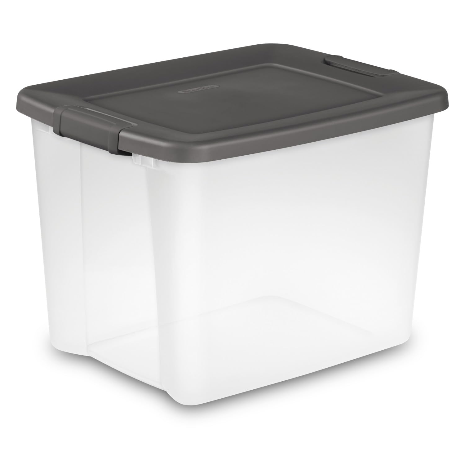 Sterilite 19376406 50-Quart Storage Bins with Lids - 6-Pack Stackable Shelf Totes in Driftwood & Platinum for Home Organization, Closet, Garage, and Office Storage Solutions