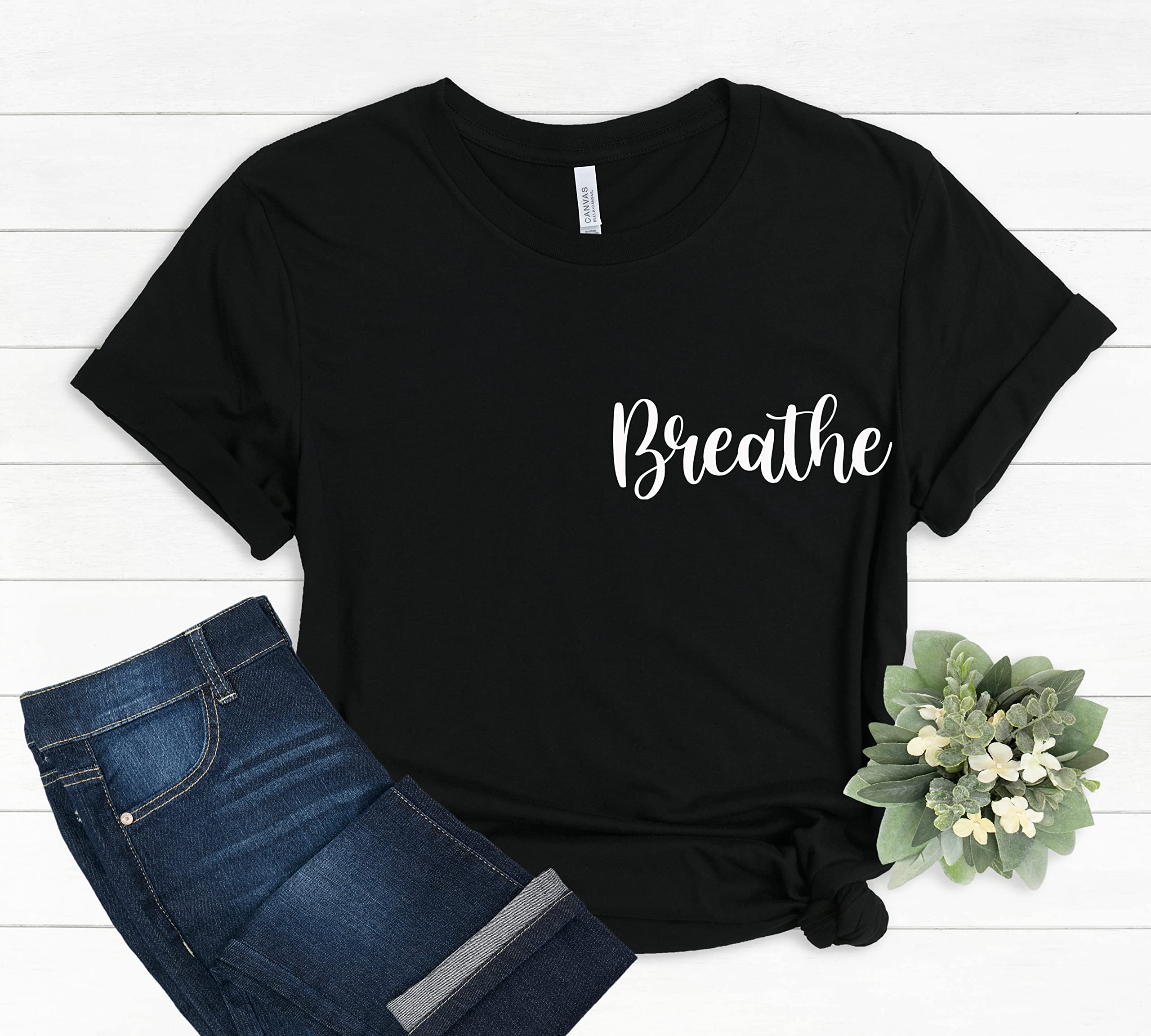 Breathe Shirt | Meditation & Motivational T-Shirt with Lotus Flower & Mandala Design | Inspirational Yoga Tee for Women & Men | Perfect for Yoga, Meditation & Mindfulness Practice